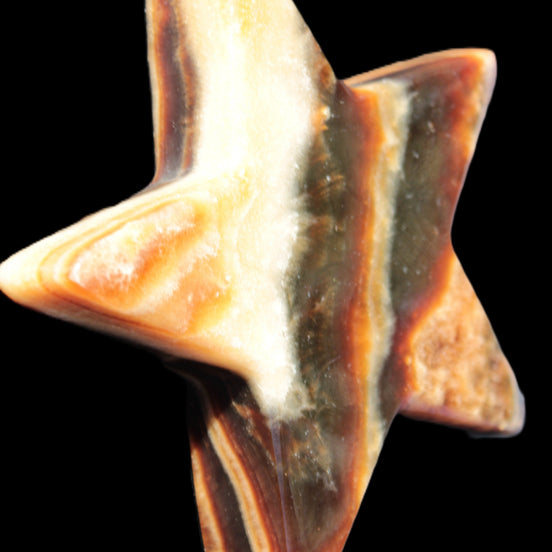Chocolate Calcite Star 105*19mm 244g in sunlight - Rocks and Things Store