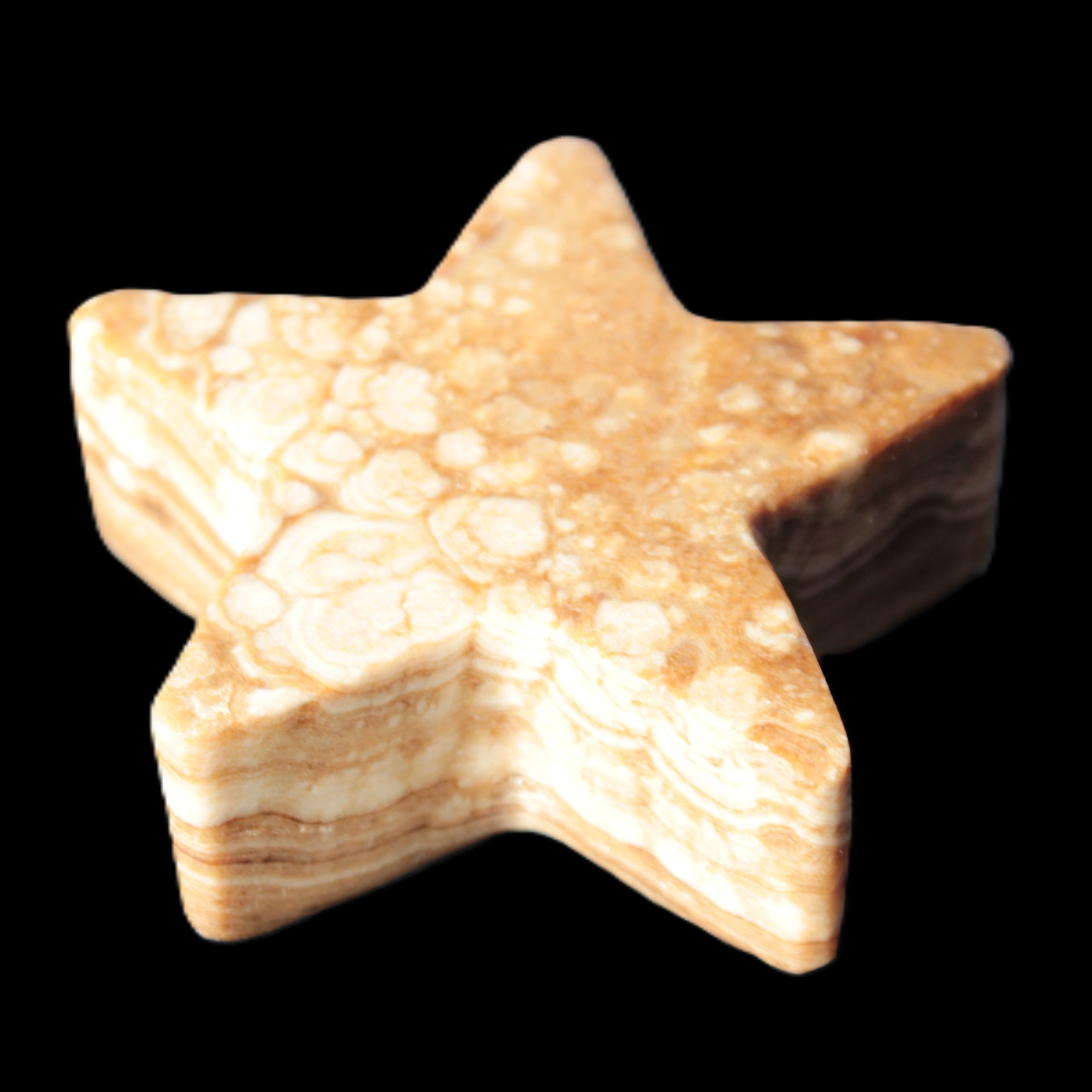 Chocolate Calcite Star 64*21mm 112.2g in bright sunshine - Rocks and Things Store