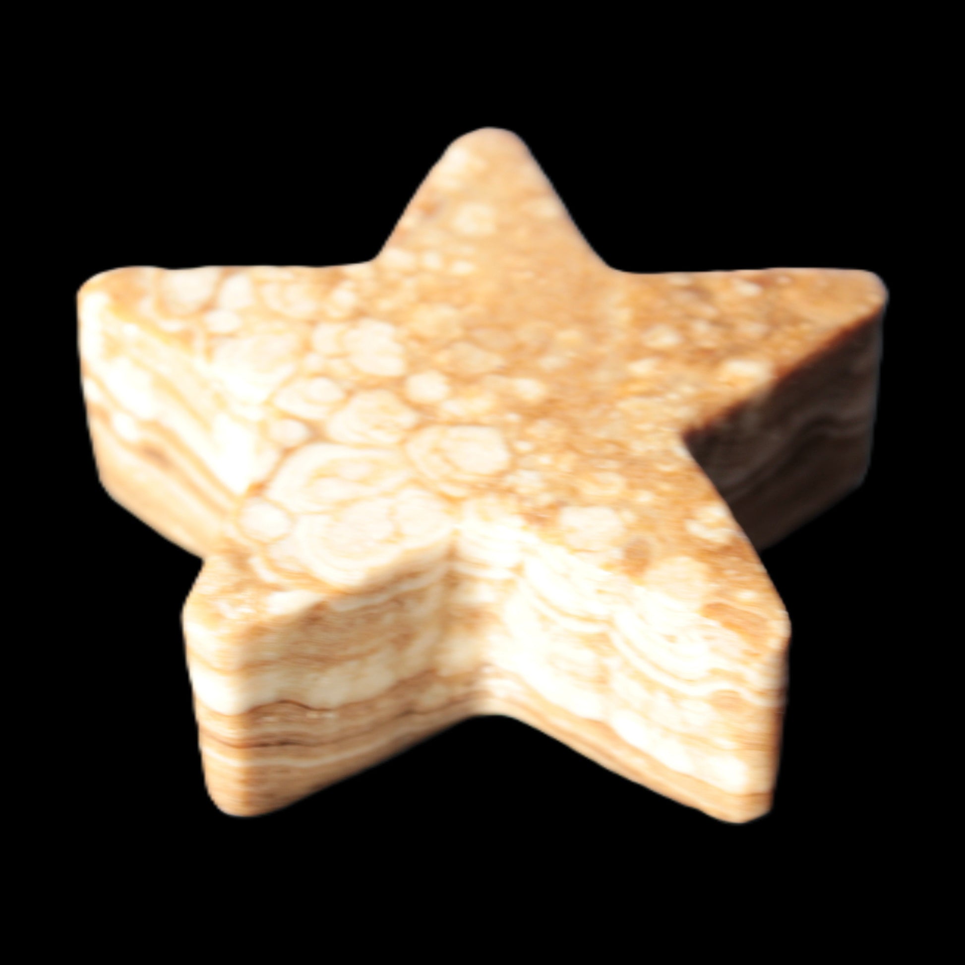 Chocolate Calcite Star 64*21mm 112.2g in bright sunshine - Rocks and Things Store