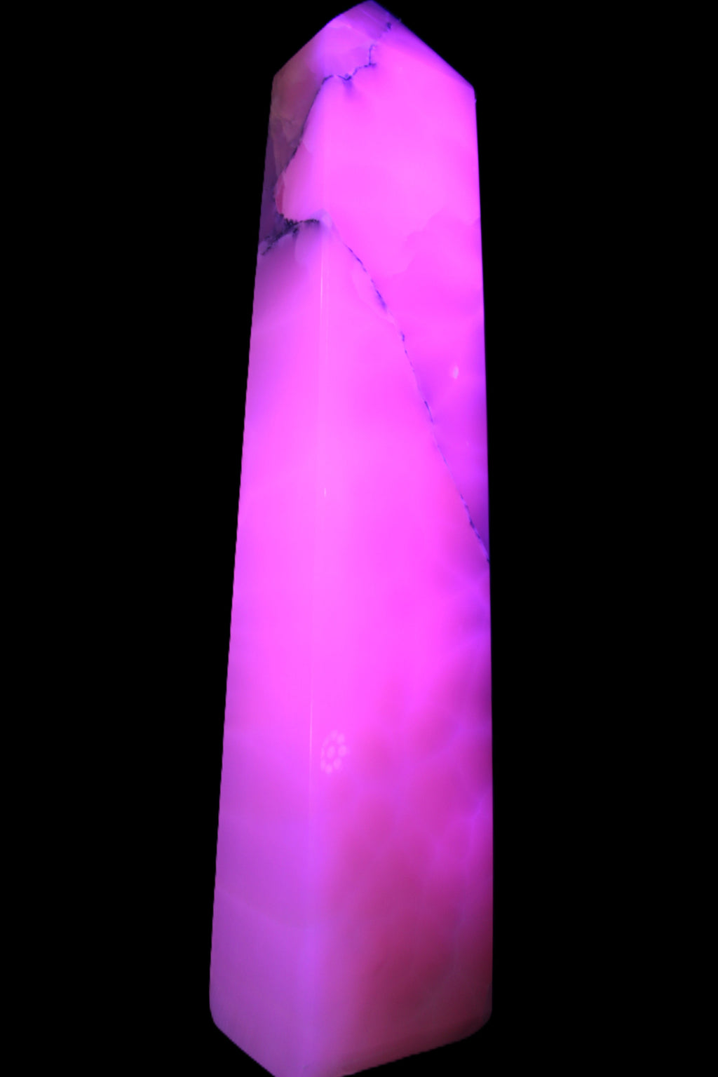 Huge Mangano Calcite obelisk 389*67*77mm 4020g in UV light - 
 Rocks and Things Store