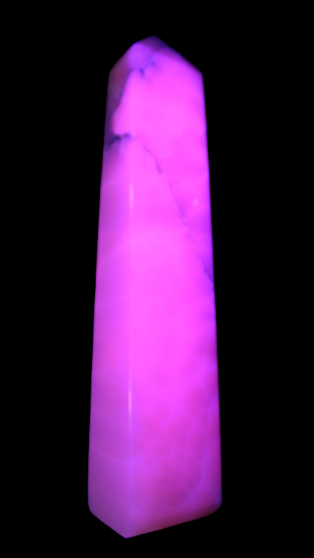 Huge Mangano Calcite obelisk 389*67*77mm 4020g in UV light - 
 Rocks and Things Store