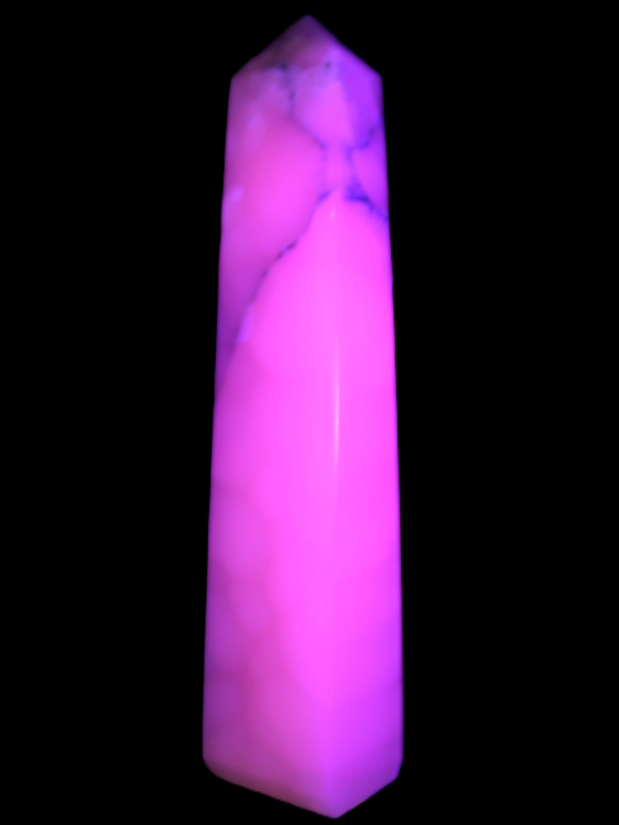 Huge Mangano Calcite obelisk 389*67*77mm 4020g in UV light - 
 Rocks and Things Store