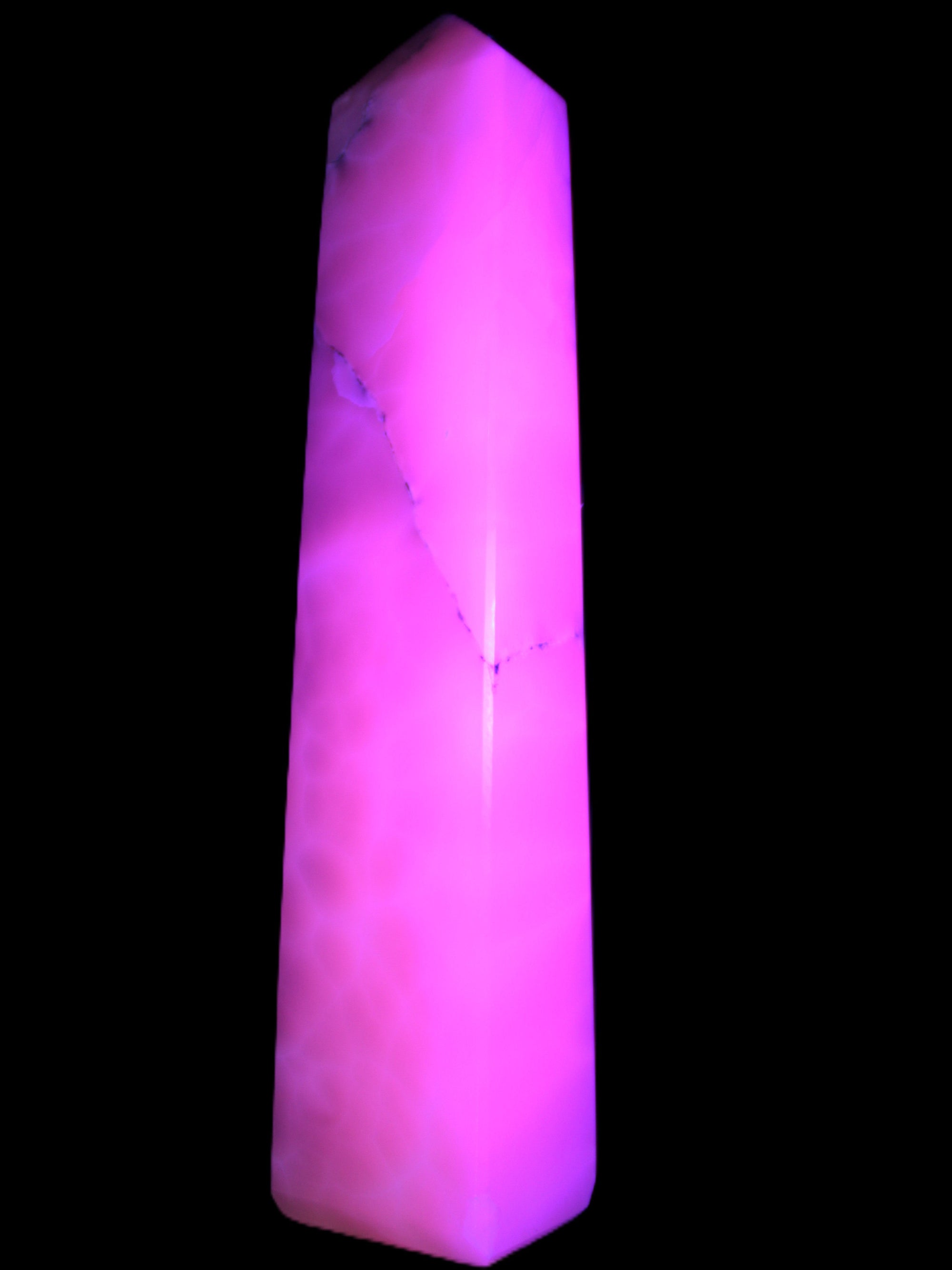 Huge Mangano Calcite obelisk 389*67*77mm 4020g in UV light - 
 Rocks and Things Store