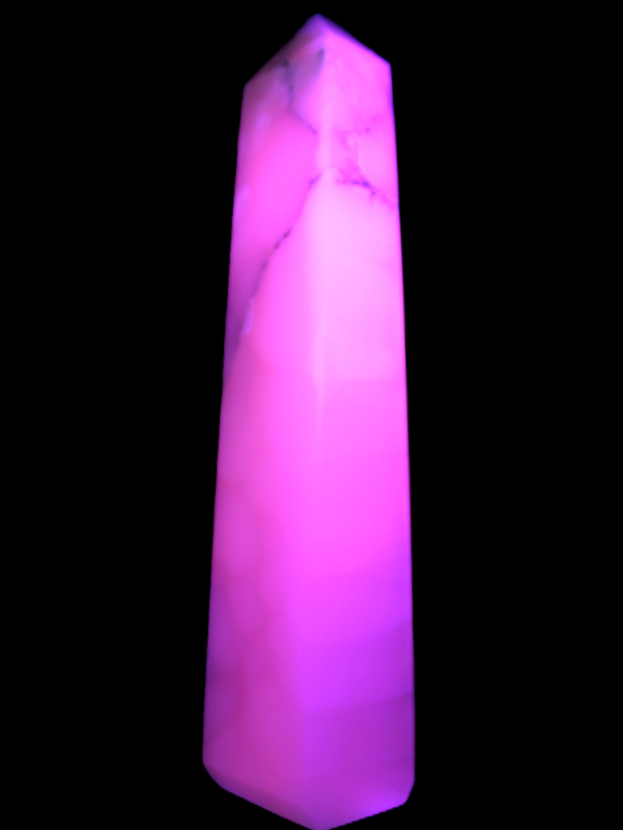 Huge Mangano Calcite obelisk 389*67*77mm 4020g in UV light - 
 Rocks and Things Store
