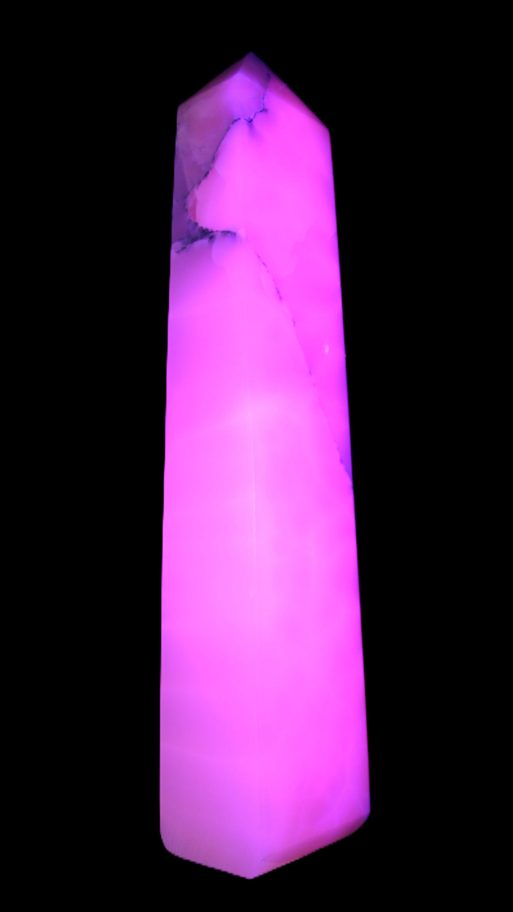 Huge Mangano Calcite obelisk 389*67*77mm 4020g in UV light - 
 Rocks and Things Store