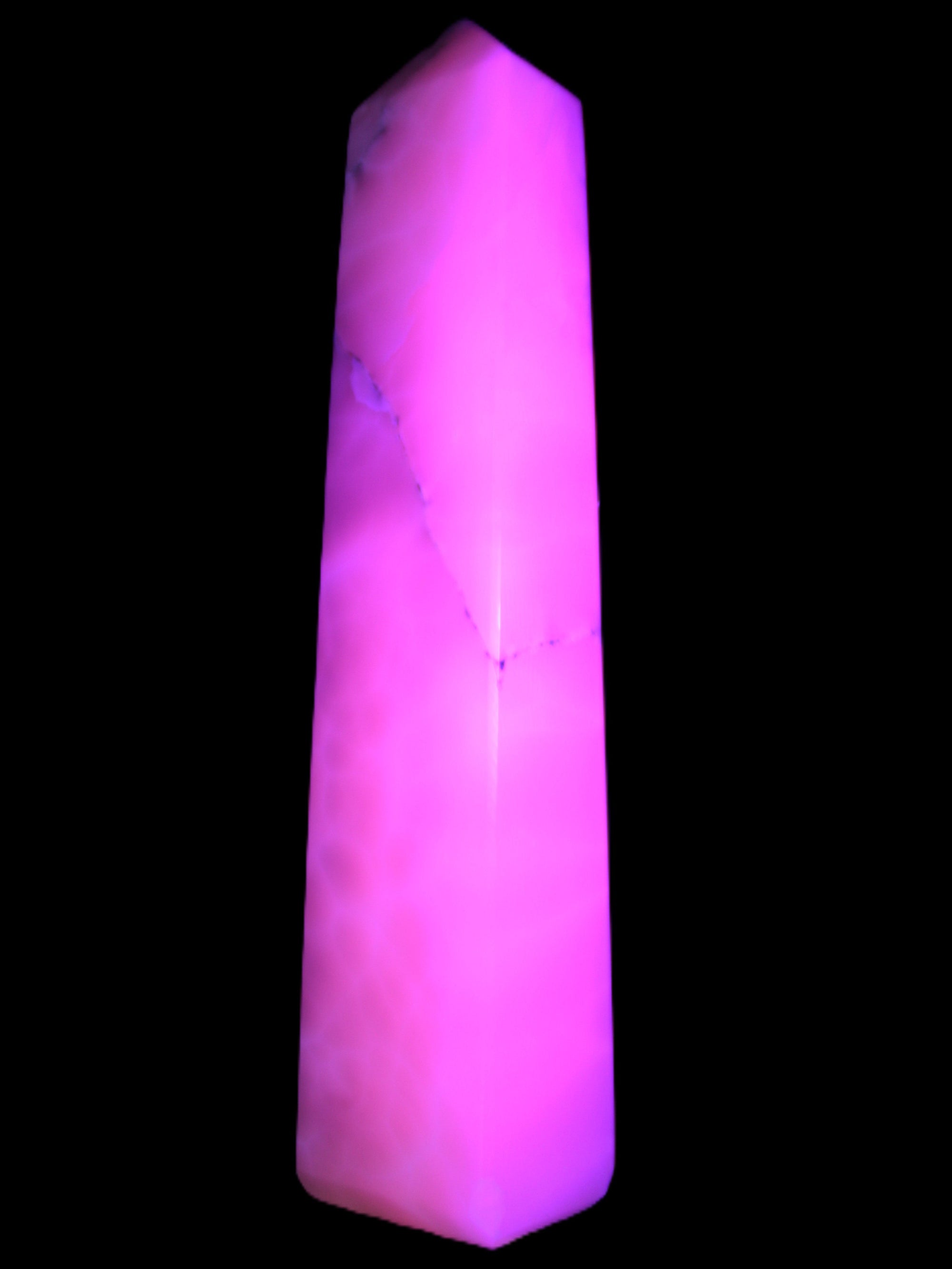 Huge Mangano Calcite obelisk 389*67*77mm 4020g in UV light - 
 Rocks and Things Store