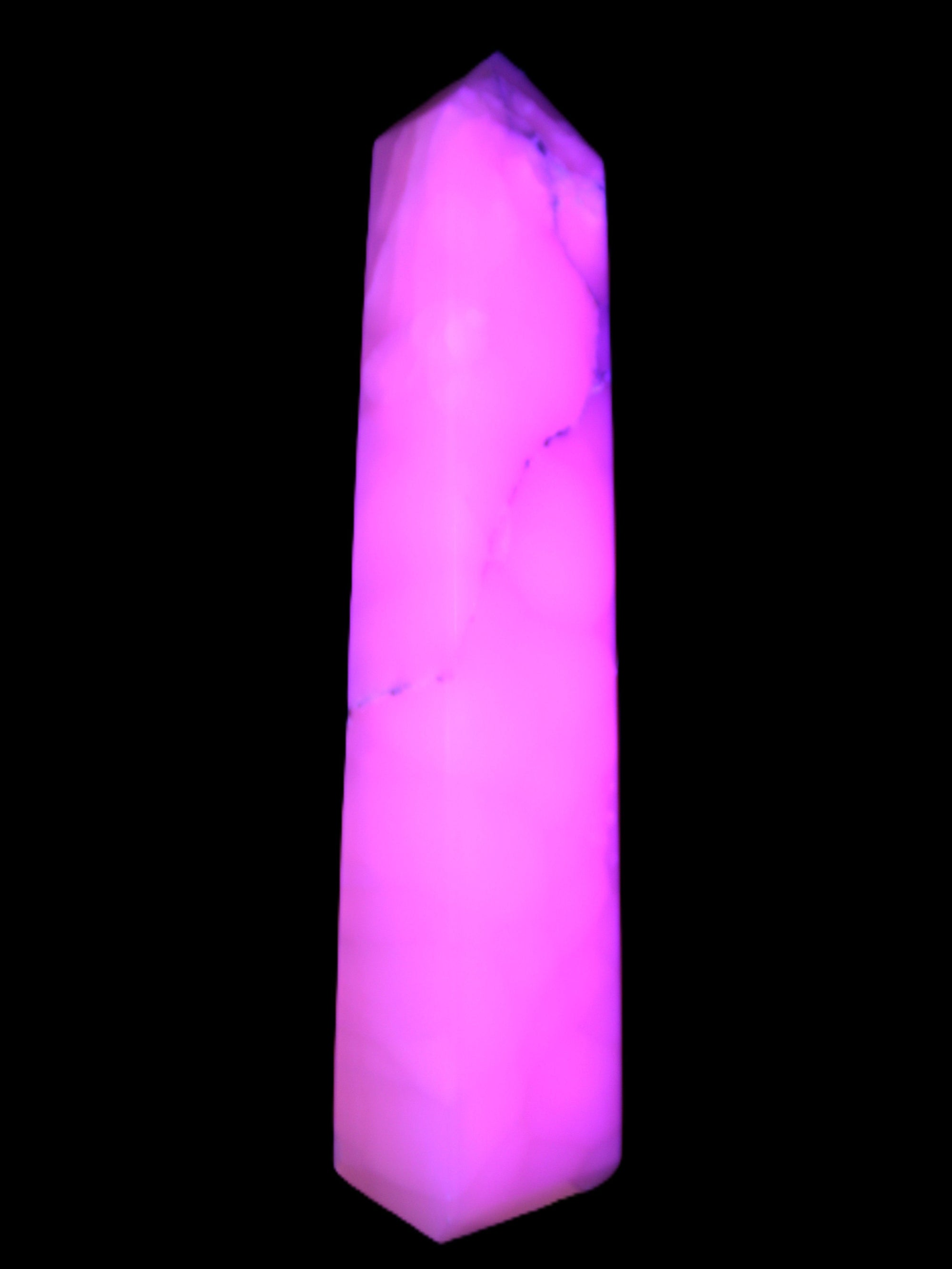 Huge Mangano Calcite obelisk 389*67*77mm 4020g in UV light - 
 Rocks and Things Store