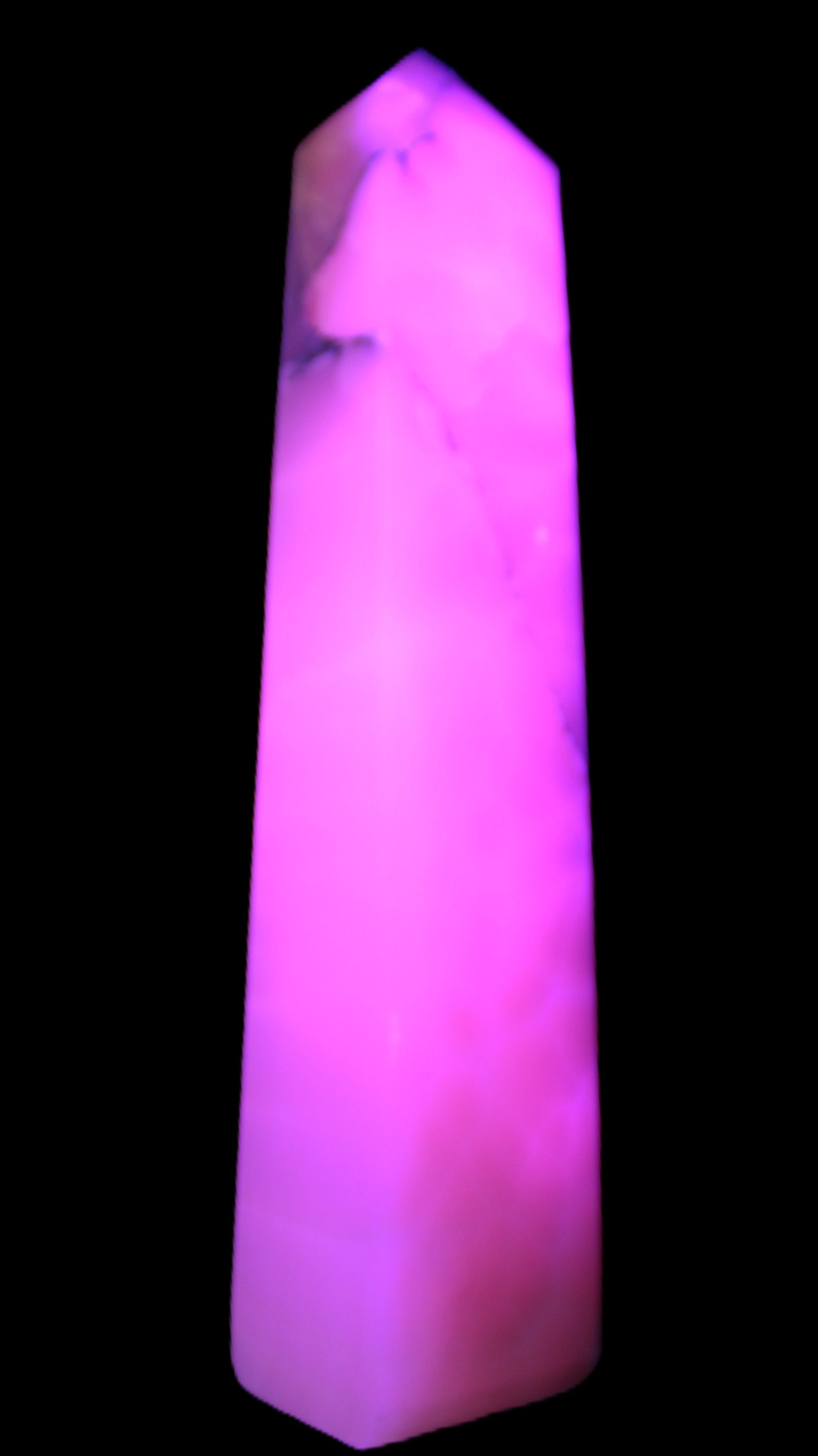 Huge Mangano Calcite obelisk 389*67*77mm 4020g in UV light - 
 Rocks and Things Store