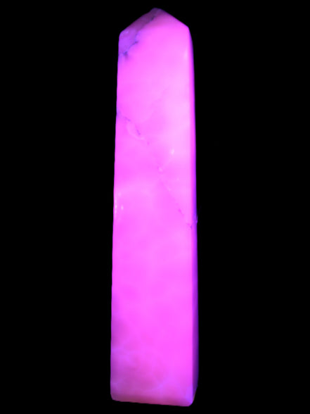 Huge Mangano Calcite obelisk 389*67*77mm 4020g in UV light - 
 Rocks and Things Store
