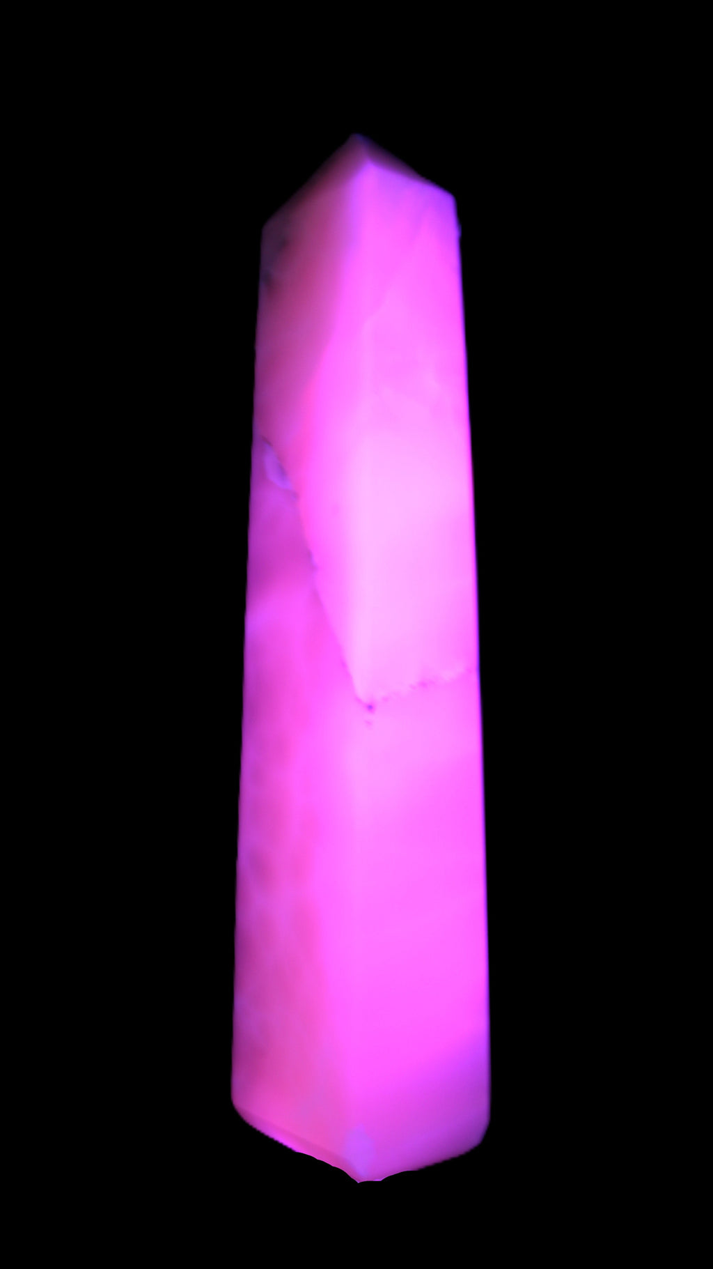 Huge Mangano Calcite obelisk 389*67*77mm 4020g in UV light - 
 Rocks and Things Store