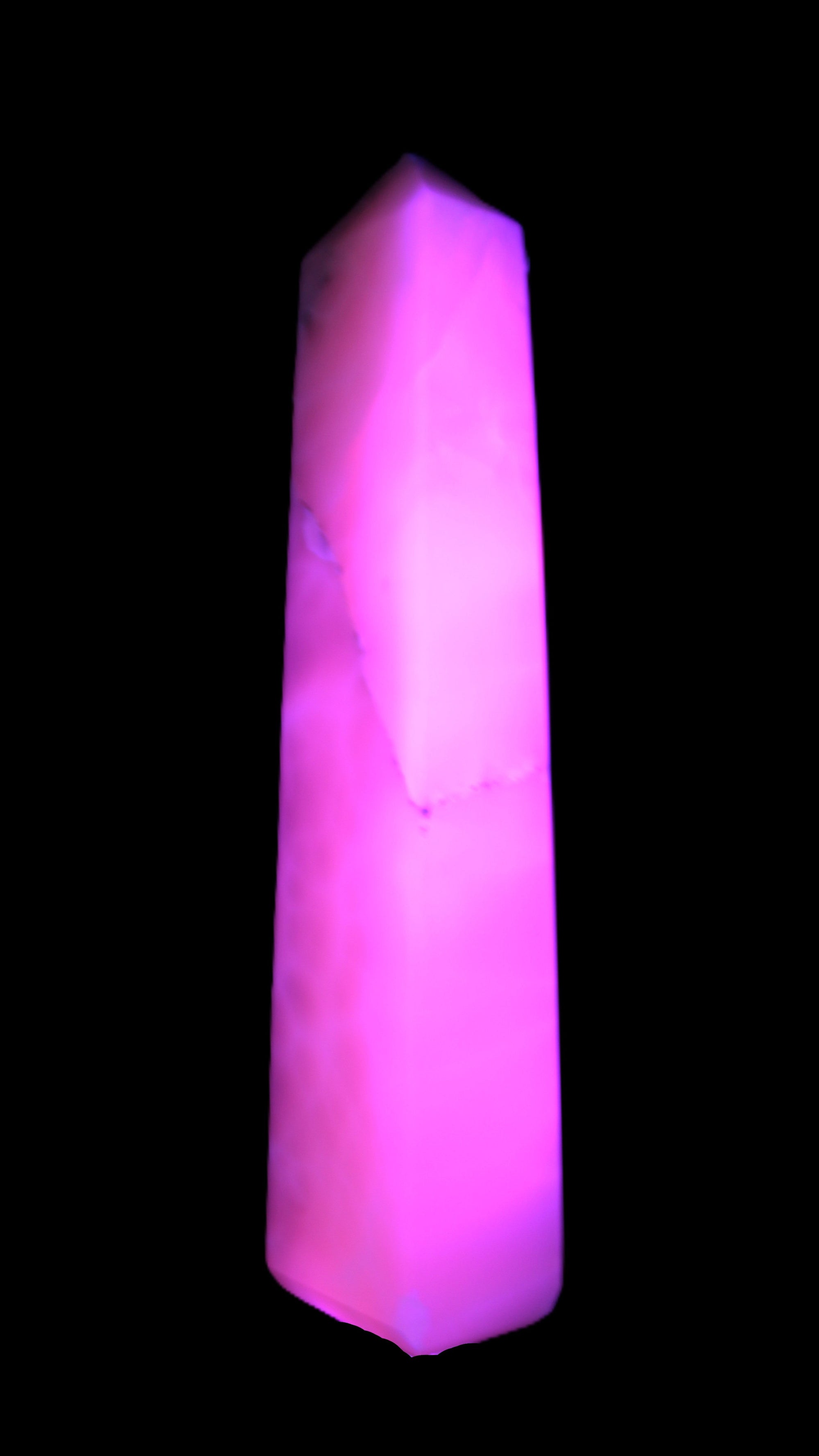 Huge Mangano Calcite obelisk 389*67*77mm 4020g in UV light - 
 Rocks and Things Store