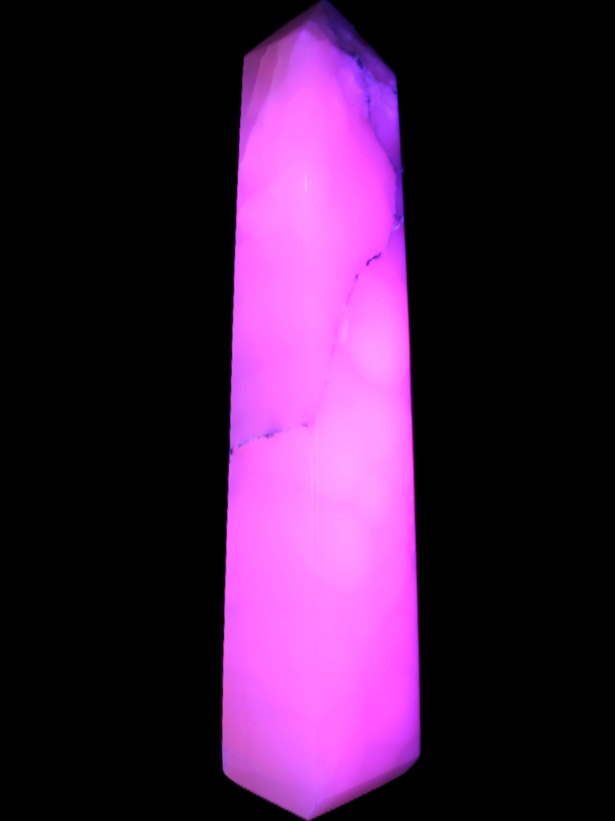 Huge Mangano Calcite obelisk 389*67*77mm 4020g in UV light - 
 Rocks and Things Store