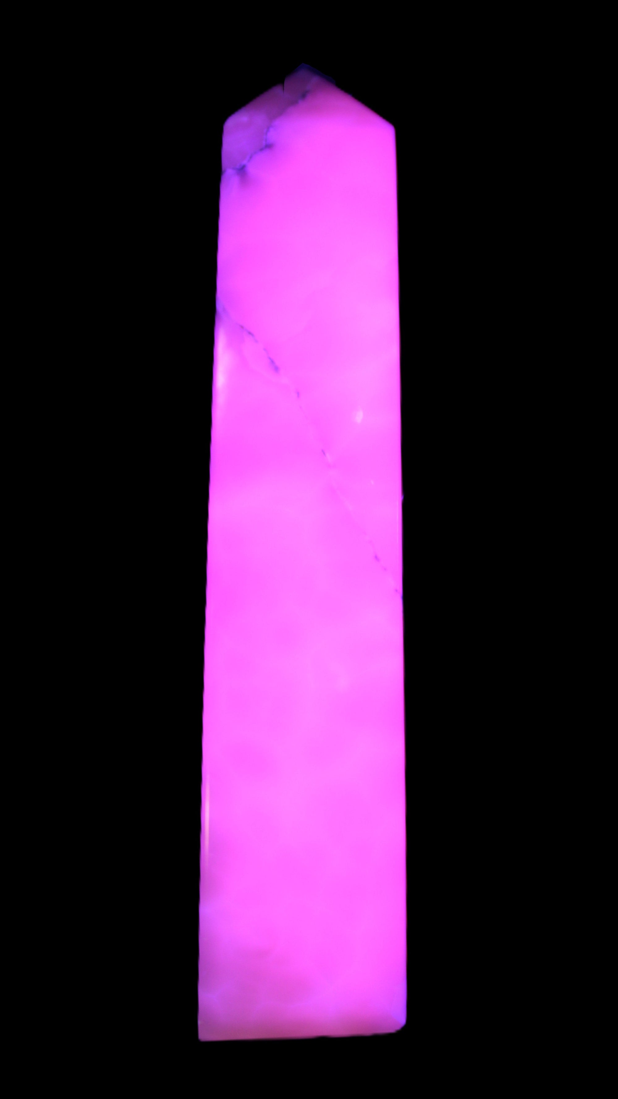 Huge Mangano Calcite obelisk 389*67*77mm 4020g in UV light - 
 Rocks and Things Store