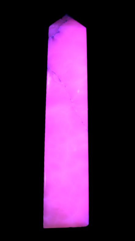 Huge Mangano Calcite obelisk 389*67*77mm 4020g in UV light - 
 Rocks and Things Store