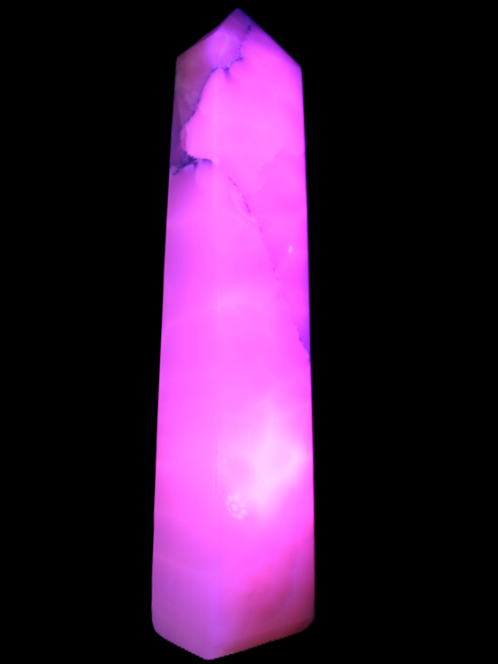 Huge Mangano Calcite obelisk 389*67*77mm 4020g in UV light - 
 Rocks and Things Store