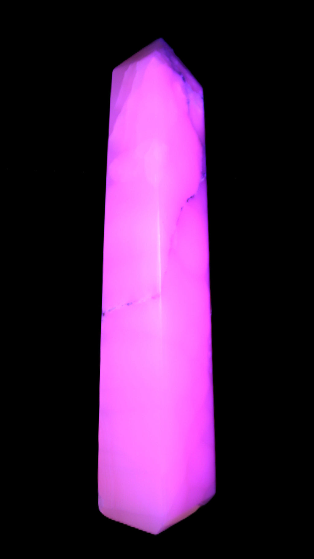 Huge Mangano Calcite obelisk 389*67*77mm 4020g in UV light - 
 Rocks and Things Store