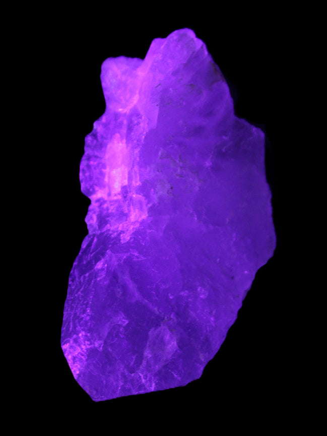 Clear with Purple Fluorite cluster 92*45*42mm 216.8g in UV light