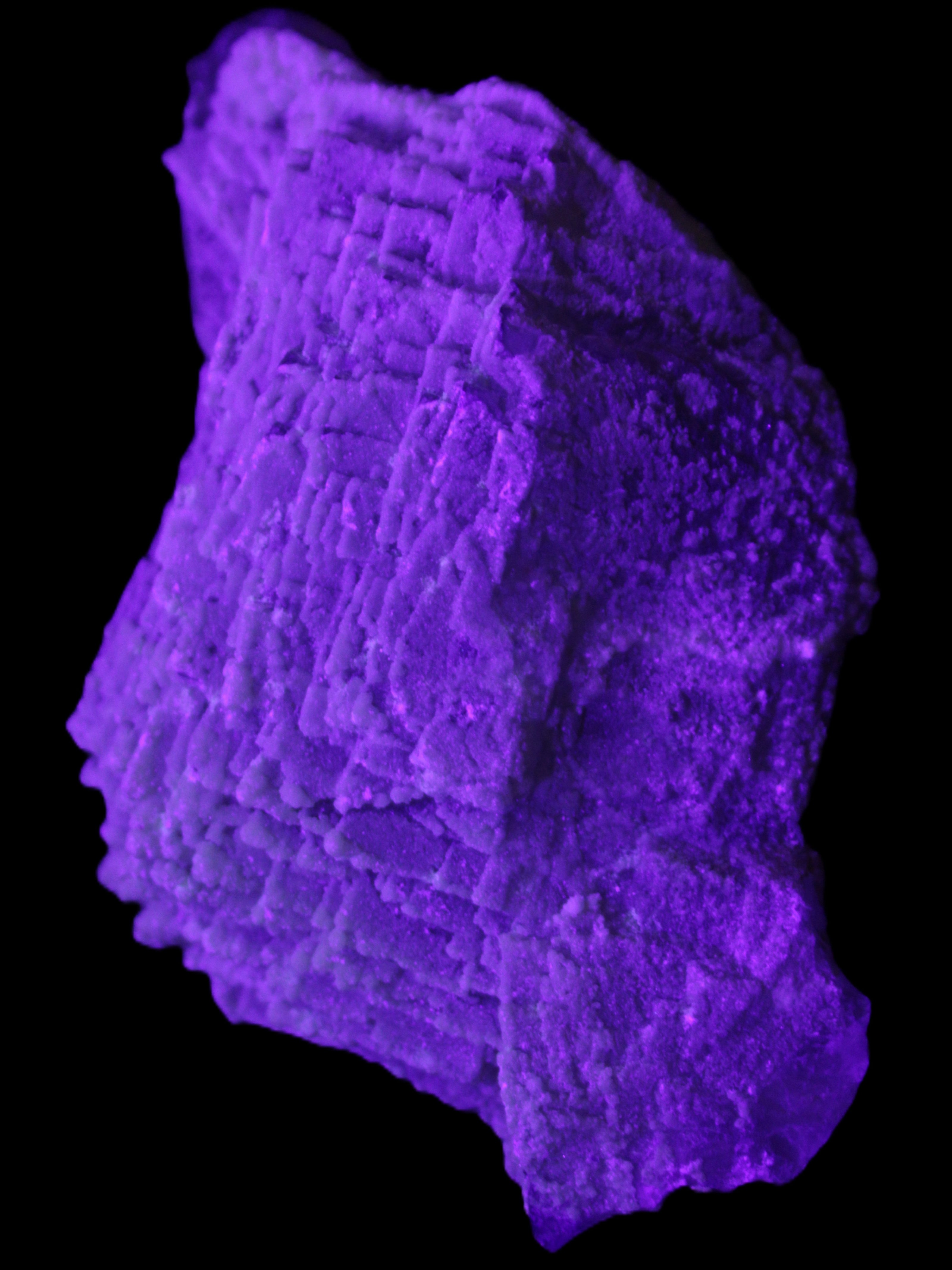 Clear Fluorite cluster 159*113*57mm 920.5g in UV light - Rocks and Things Store
