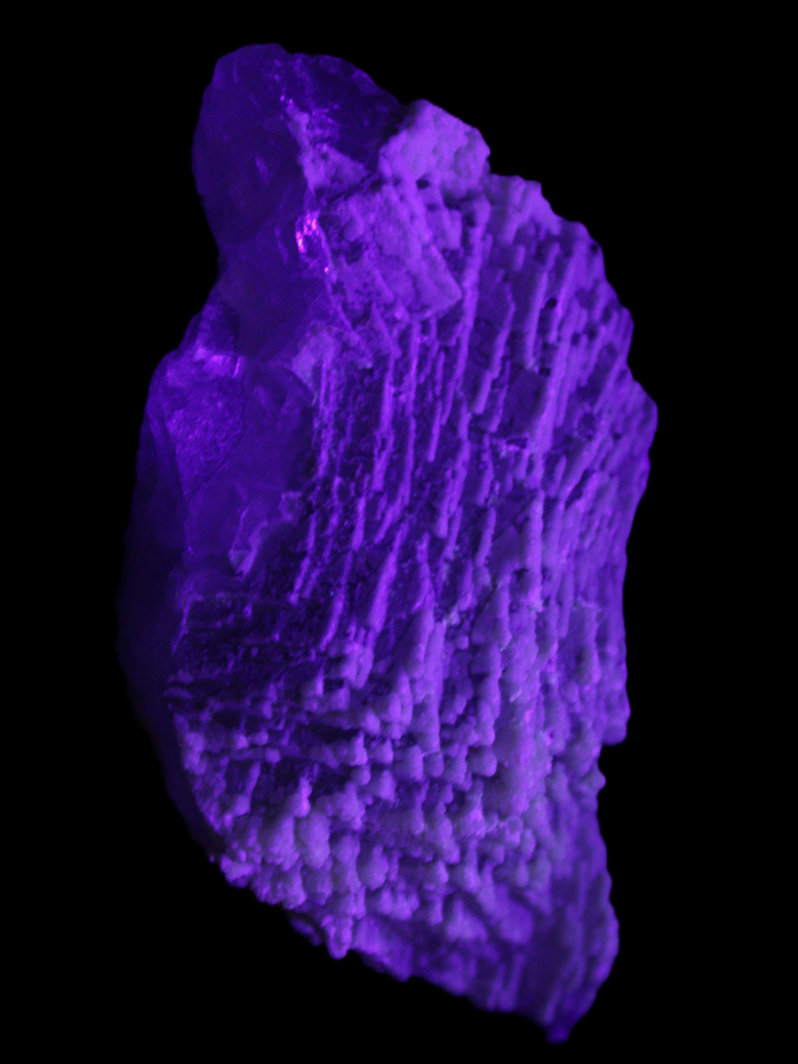 Clear Fluorite cluster 159*113*57mm 920.5g in UV light - Rocks and Things Store