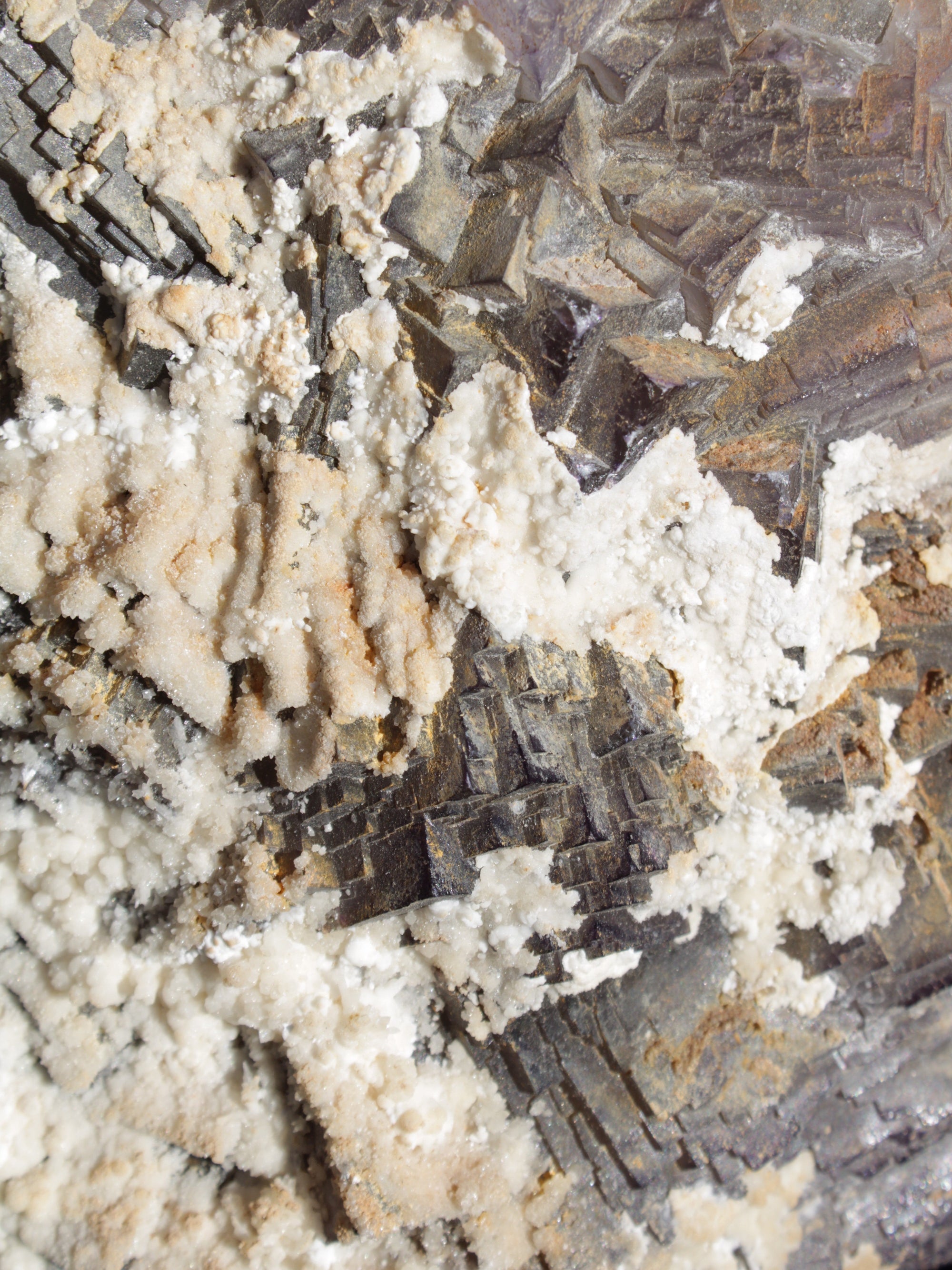 Complex stepped Fluorite cluster 173*141*85mm 2772g in sunlight - Rocks and Things Store