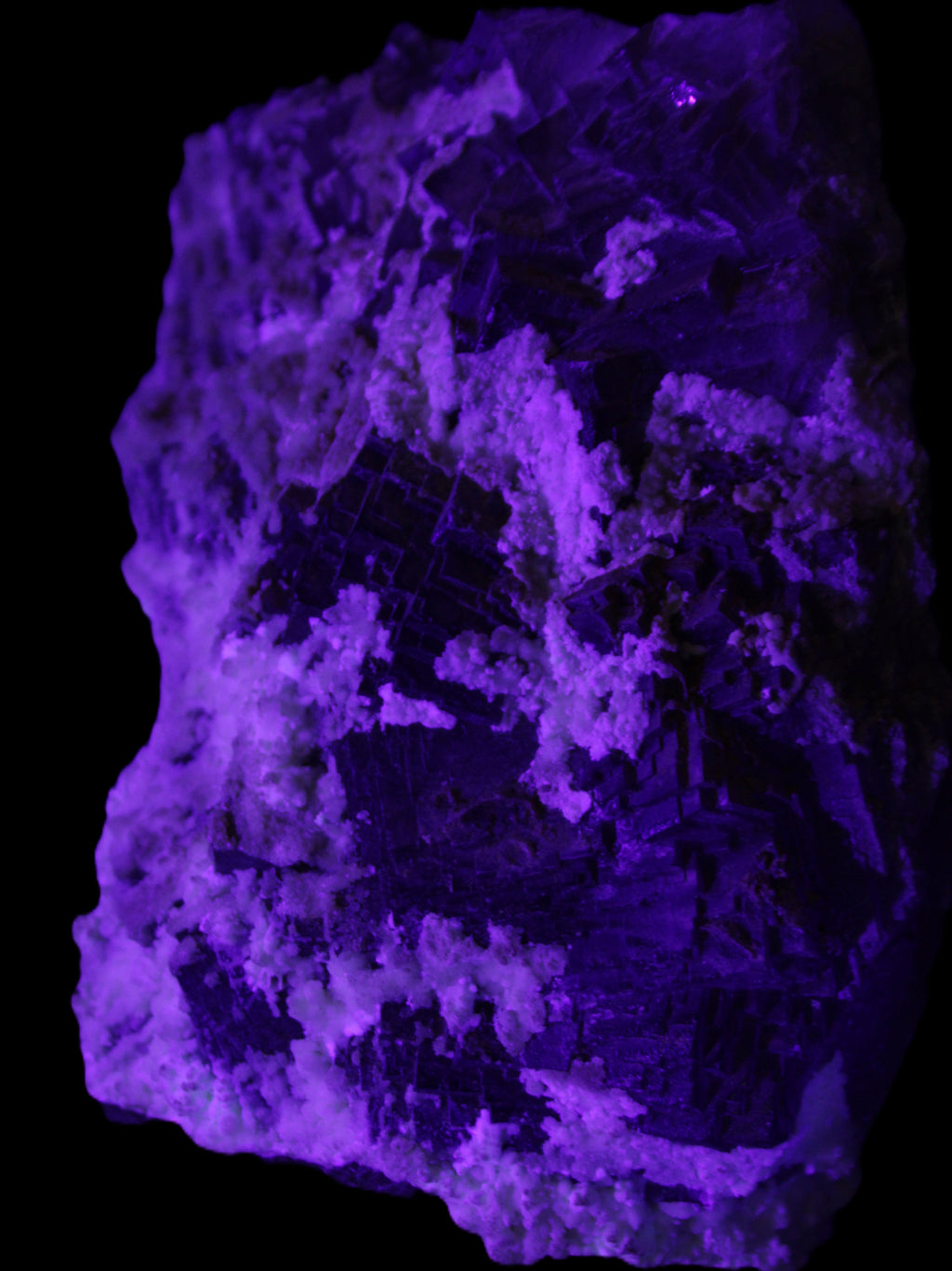 Complex stepped Fluorite cluster 173*141*85mm 2772g in UV light - Rocks and Things Store