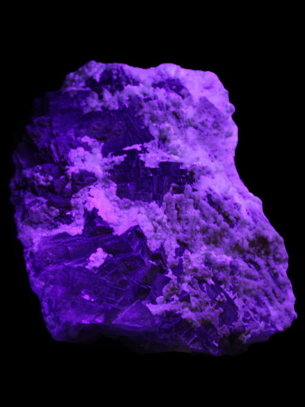 Complex stepped Fluorite cluster 173*141*85mm 2772g in UV light - Rocks and Things Store