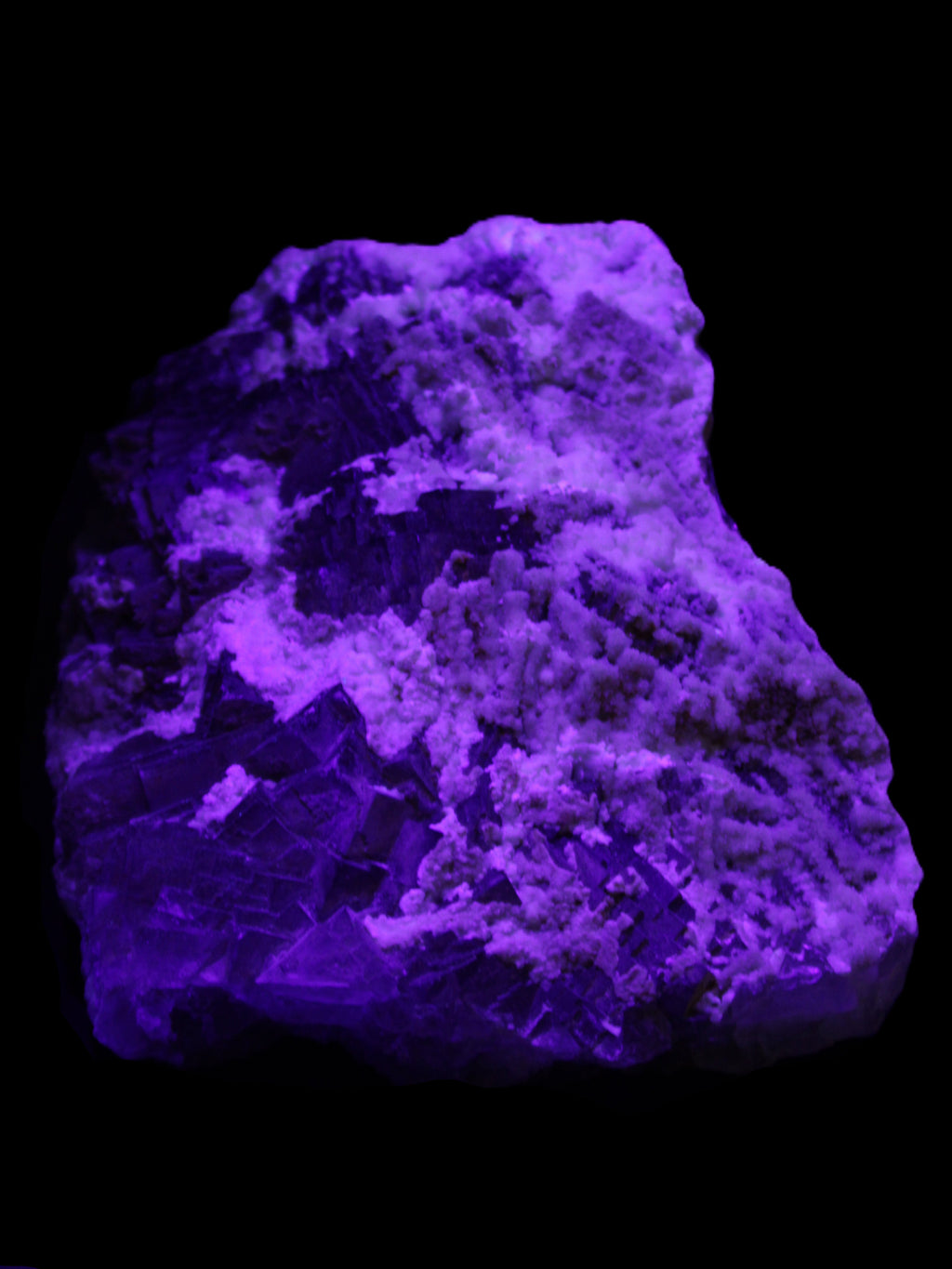 Complex stepped Fluorite cluster 173*141*85mm 2772g in UV light - Rocks and Things Store