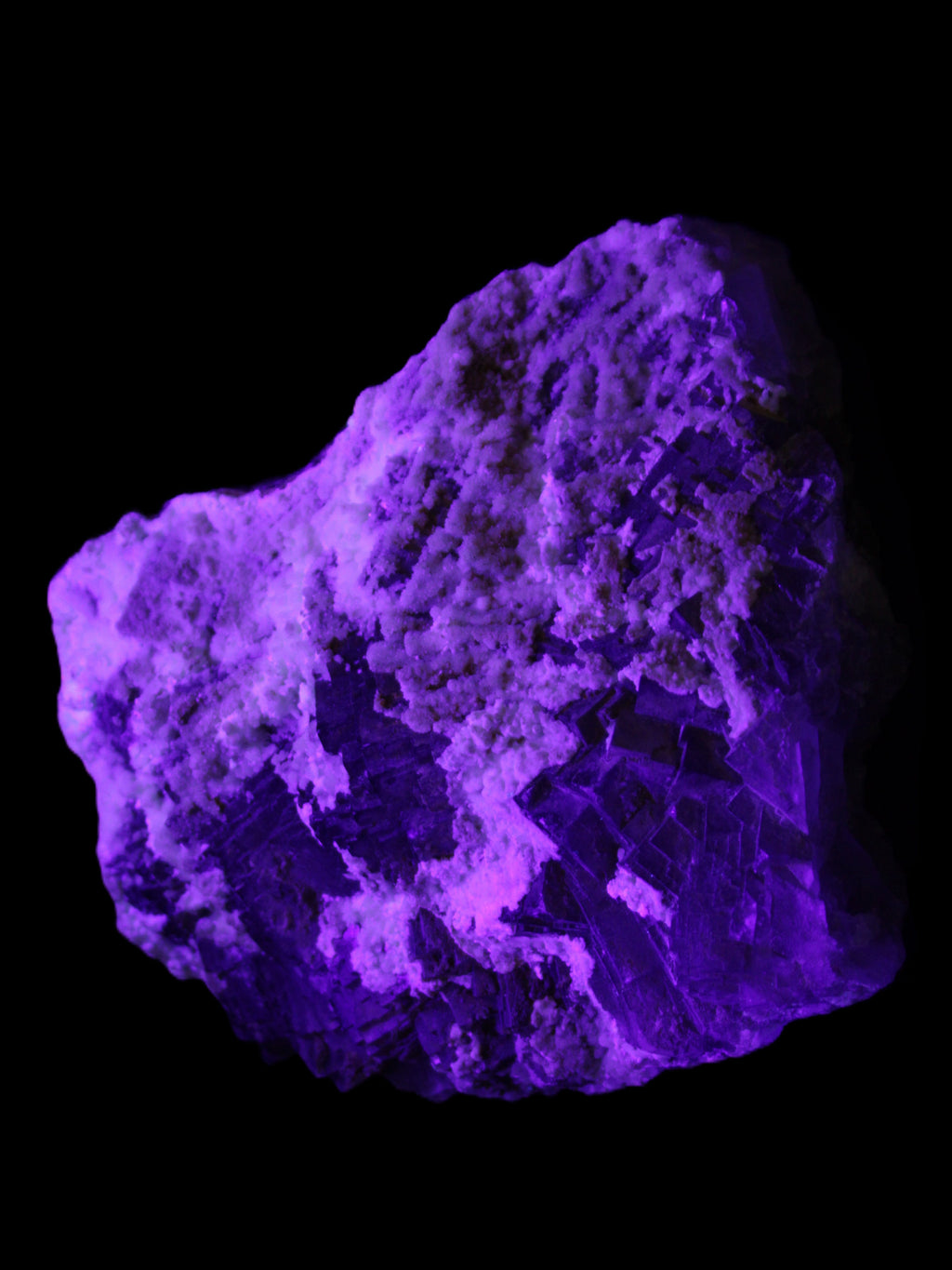 Complex stepped Fluorite cluster 173*141*85mm 2772g in UV light - Rocks and Things Store