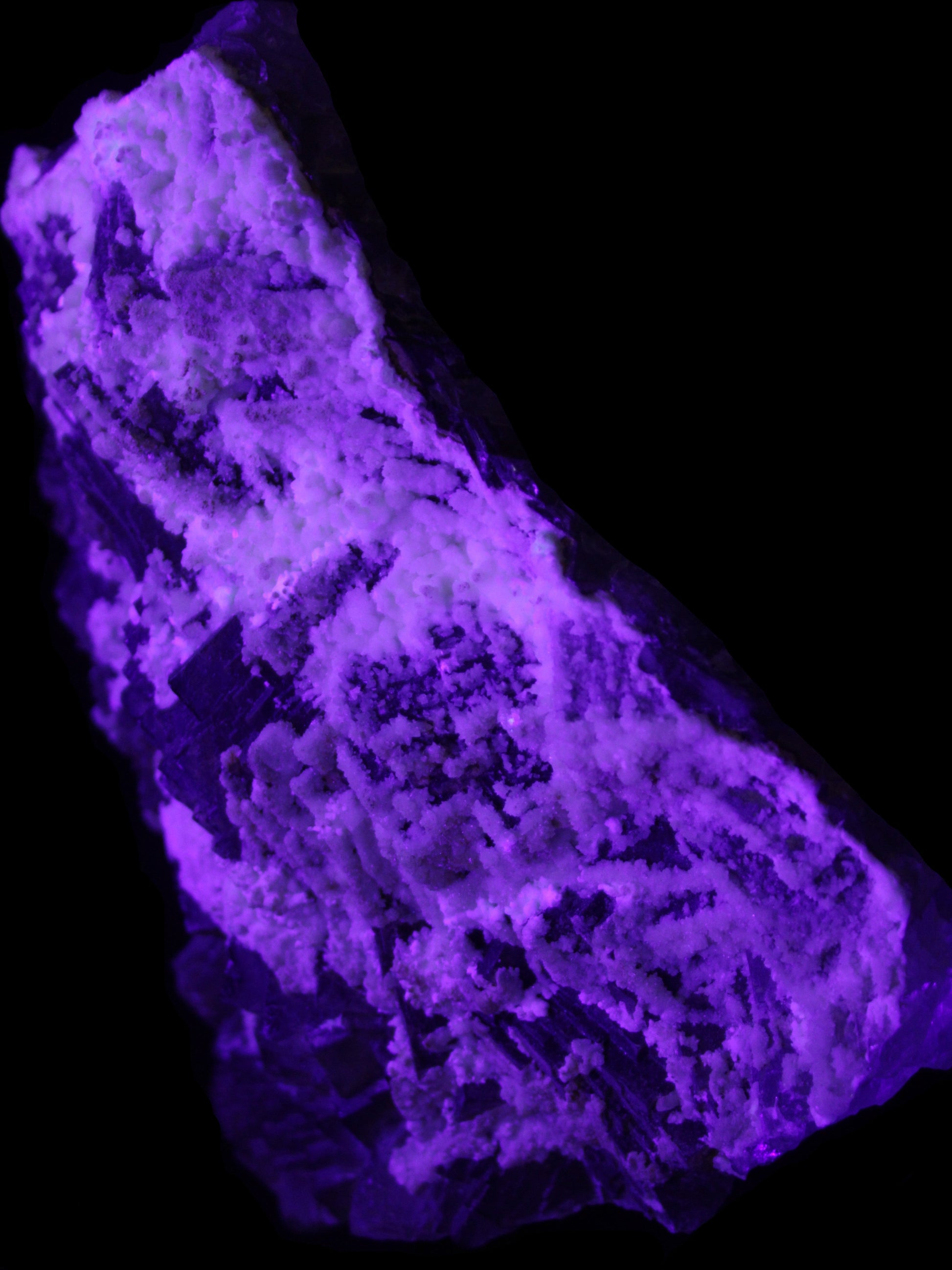 Complex stepped Fluorite cluster 173*141*85mm 2772g in UV light - Rocks and Things Store