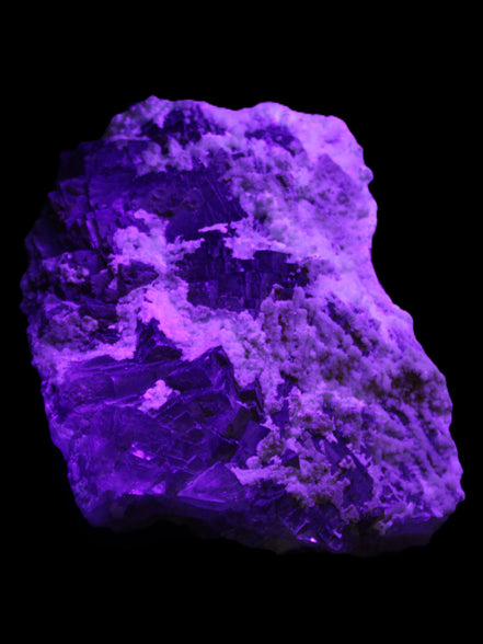 Complex stepped Fluorite cluster 173*141*85mm 2772g in UV light - Rocks and Things Store