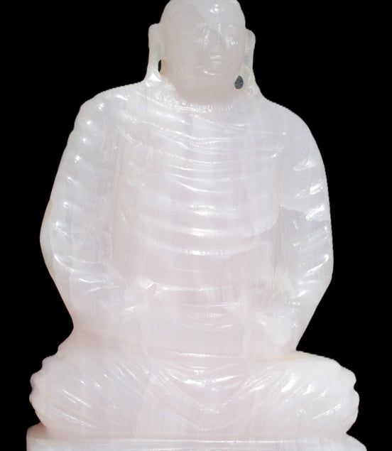 Mangano Calcite hand-carved Buddha statue 52*79*241mm 3285g Rocks and Things Store