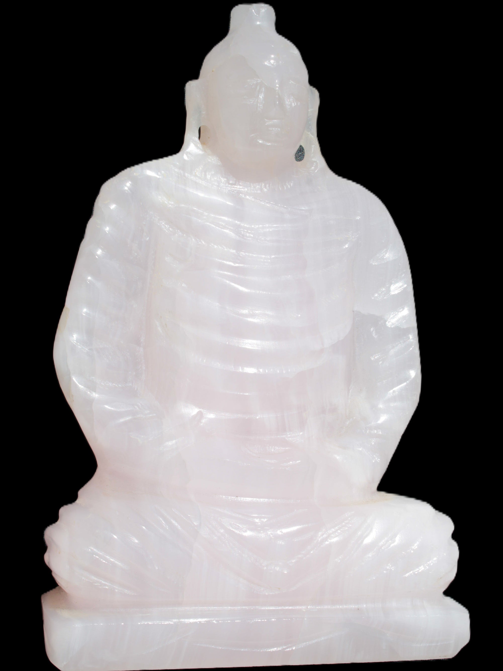 Mangano Calcite hand-carved Buddha statue 52*79*241mm 3285g Rocks and Things Store