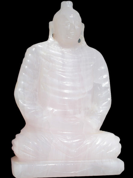 Mangano Calcite hand-carved Buddha statue 52*79*241mm 3285g Rocks and Things Store