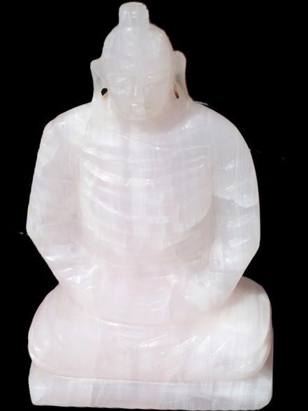 Mangano Calcite hand-carved Buddha statue 52*79*241mm 3285g Rocks and Things Store