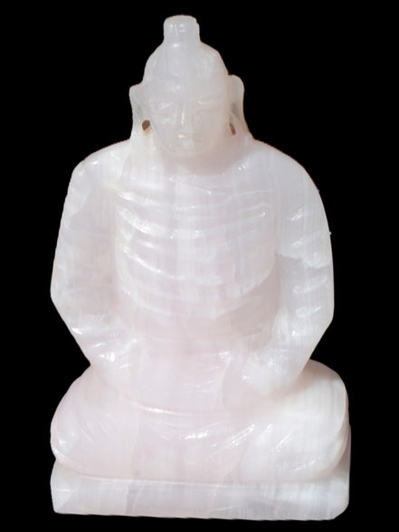 Mangano Calcite hand-carved Buddha statue 52*79*241mm 3285g Rocks and Things Store
