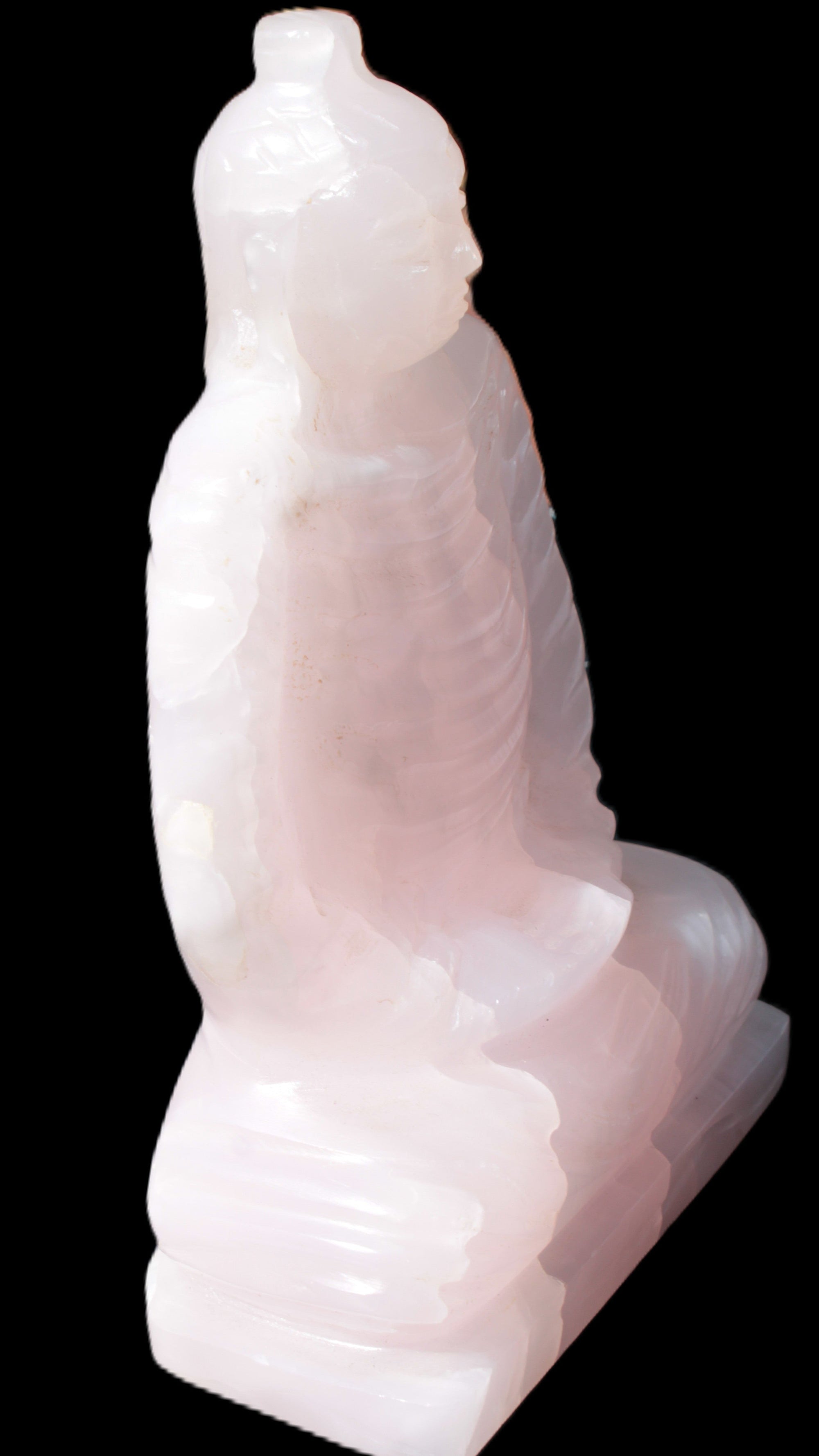 Mangano Calcite hand-carved Buddha statue 52*79*241mm 3285g Rocks and Things Store