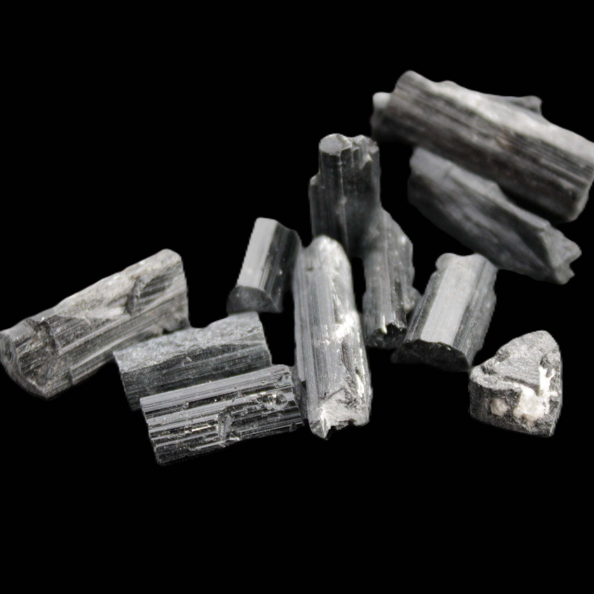 Black Tourmaline 7-9 natural crystals from Pakistan 7-22mm 17.5g Rocks and Things Store