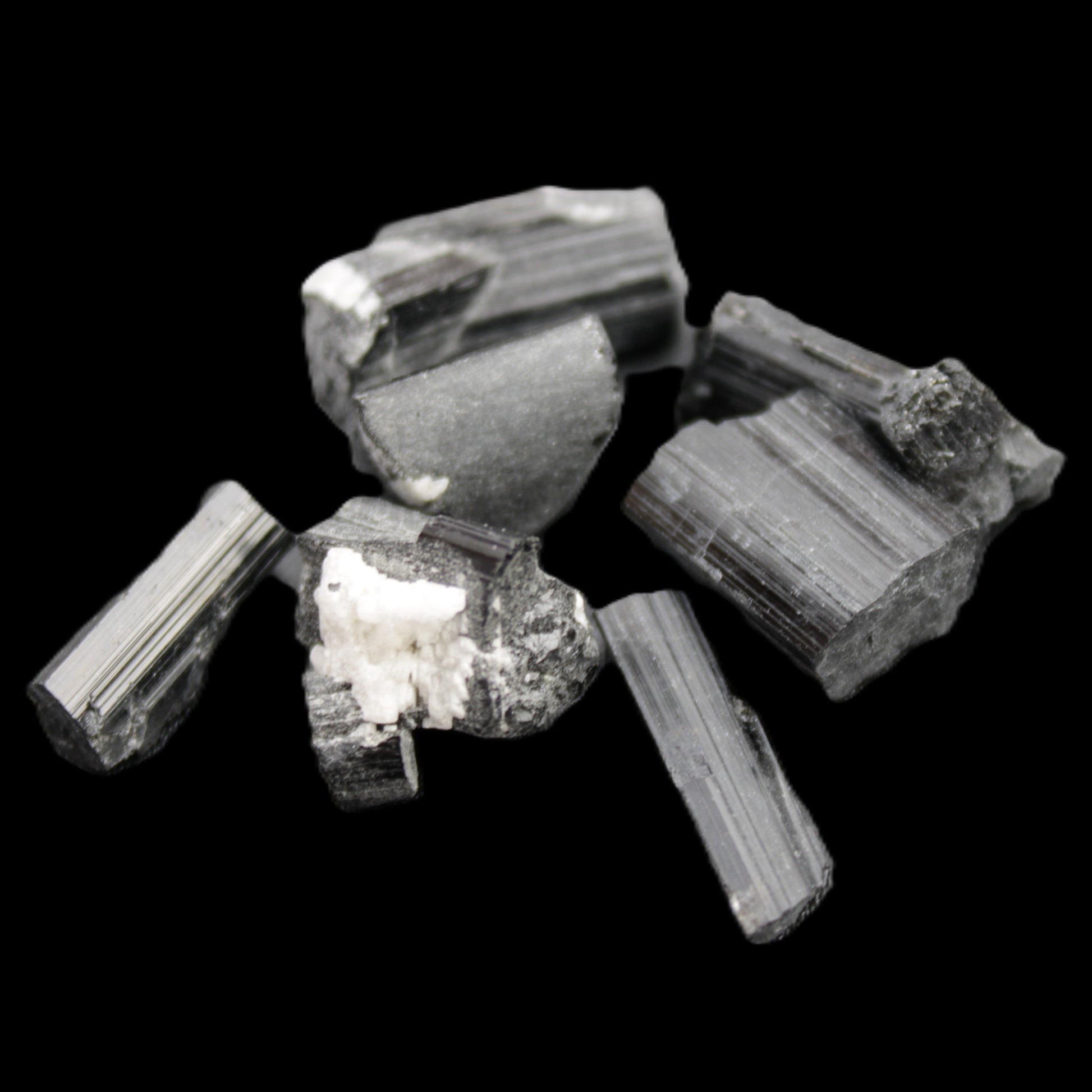 Black Tourmaline 7-9 natural crystals from Pakistan 7-22mm 17.5g Rocks and Things Store