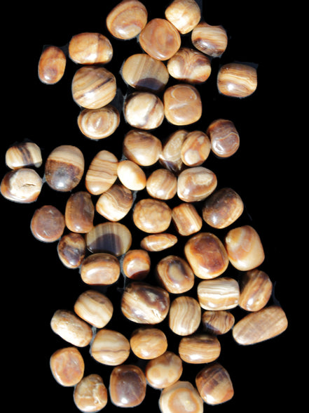 Chocolate Calcite 55 tumbled stones 21*11mm - 24-23mm  810g Wholesale in sunlight - Rocks and Things Store