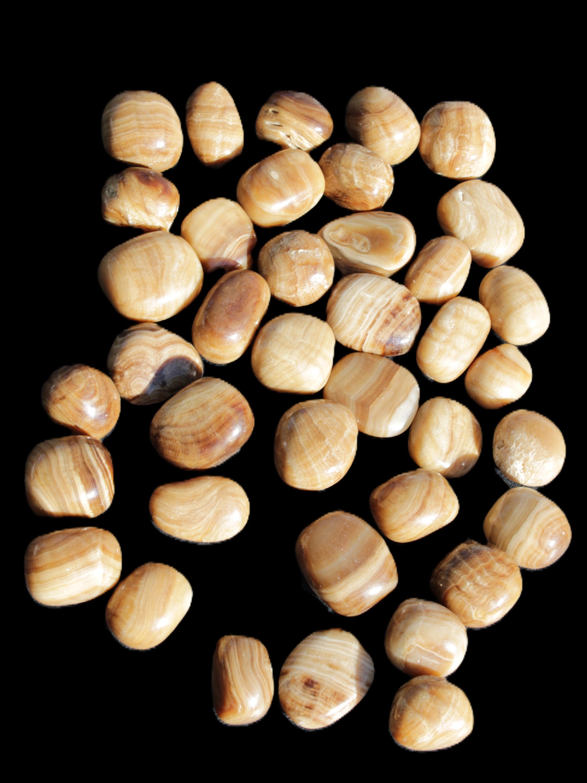 Chocolate Calcite 39 tumbled stones  23*17mm - 25*22mm 670g Wholesale in sunlight - Rocks and Things Store