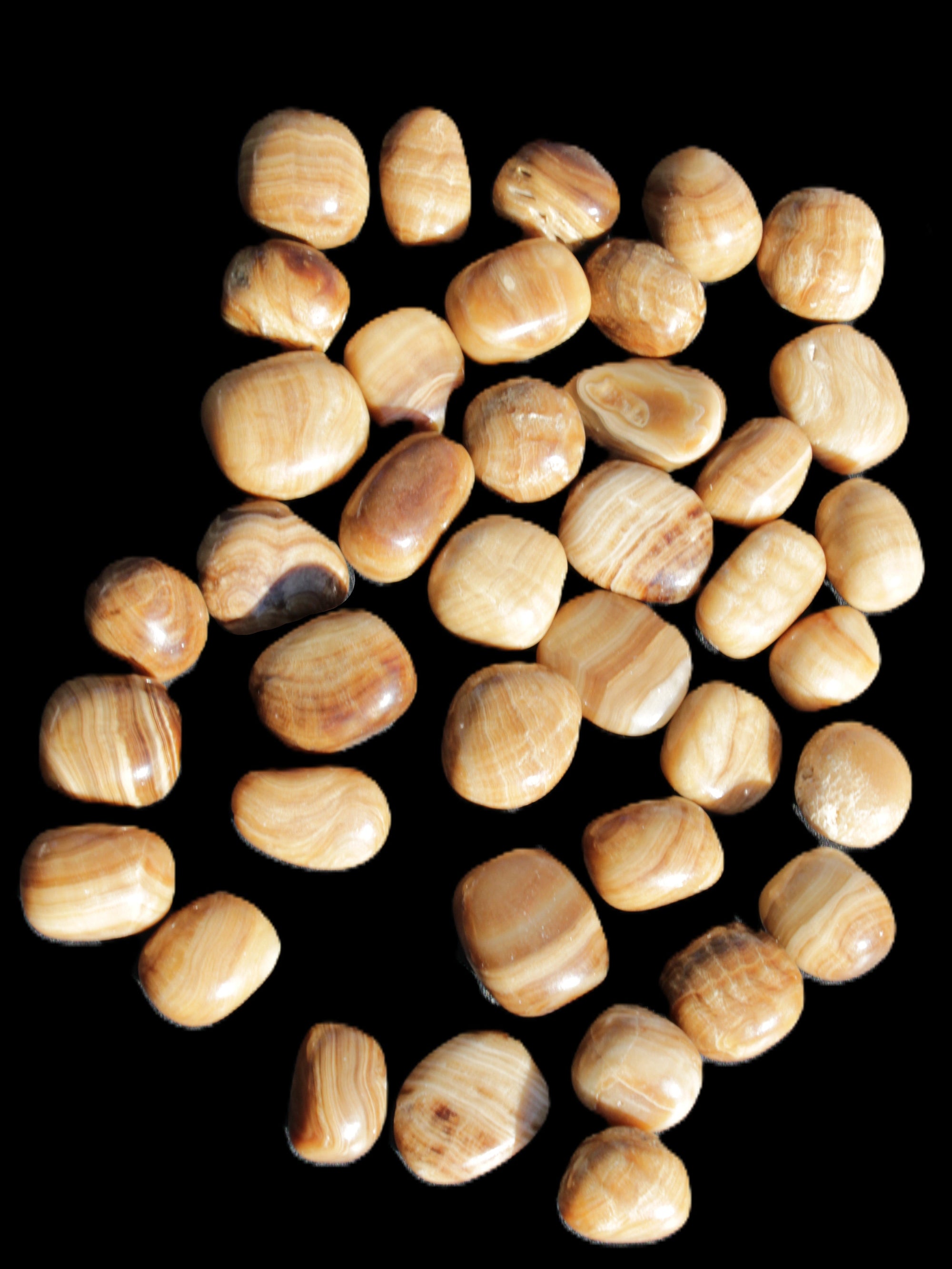 Chocolate Calcite 39 tumbled stones  23*17mm - 25*22mm 670g Wholesale in sunlight - Rocks and Things Store