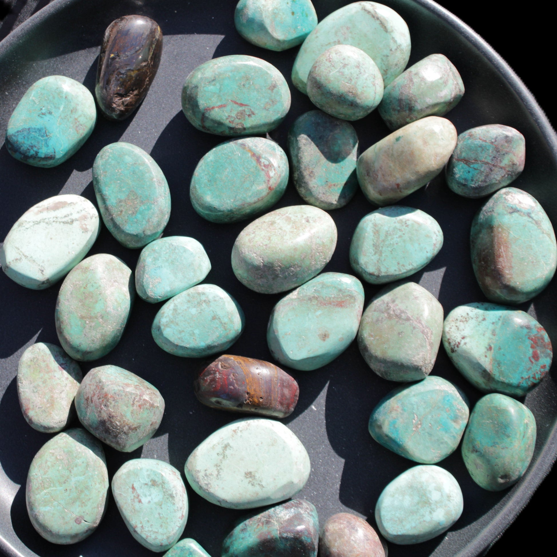 Chrysocolla Malachite 34 tumbled stones 19*10mm - 36*327mm 570g Wholesale Rocks and Things Store