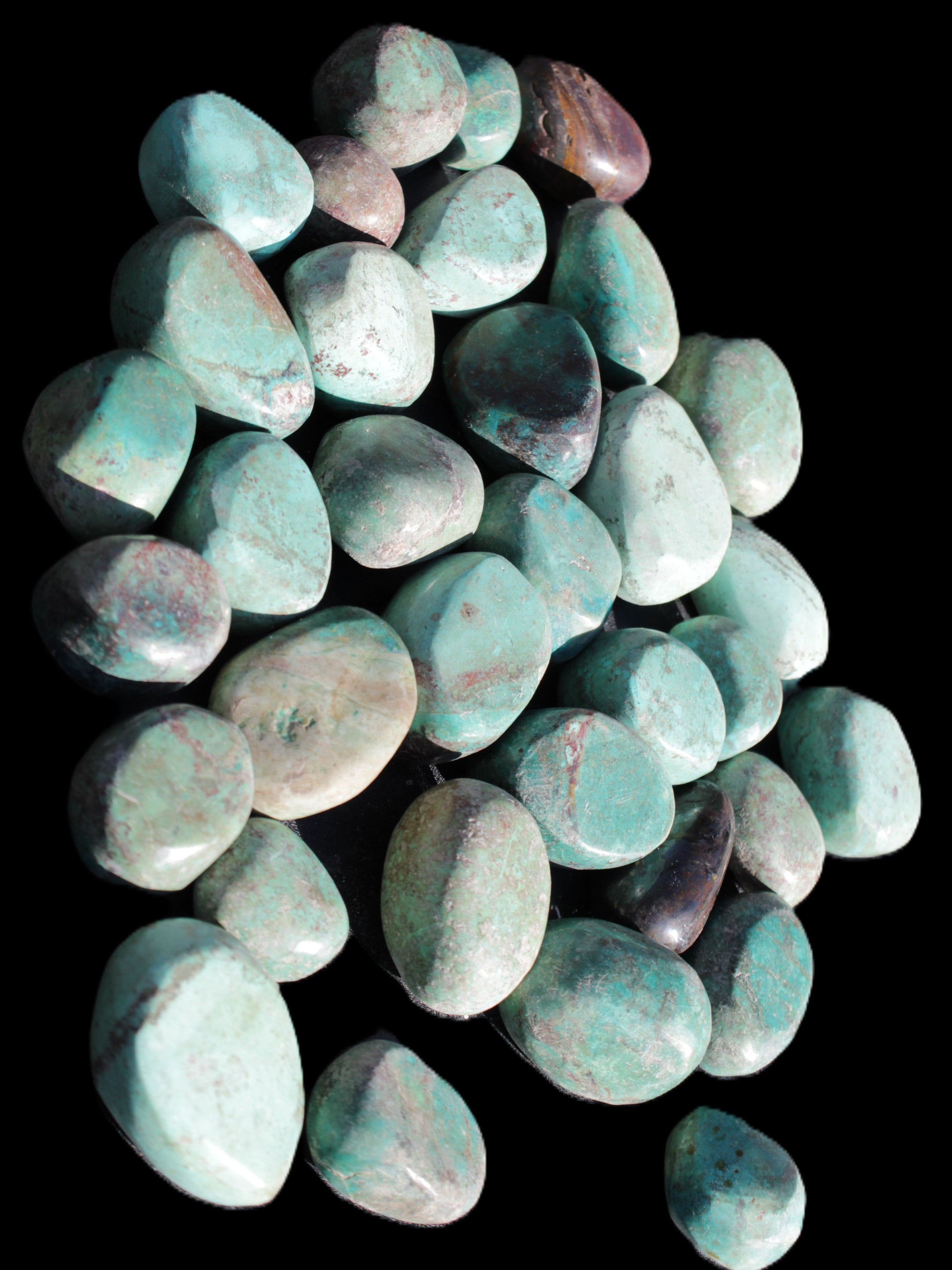 Chrysocolla Malachite 34 tumbled stones 19*10mm - 36*327mm 570g Wholesale Rocks and Things Store