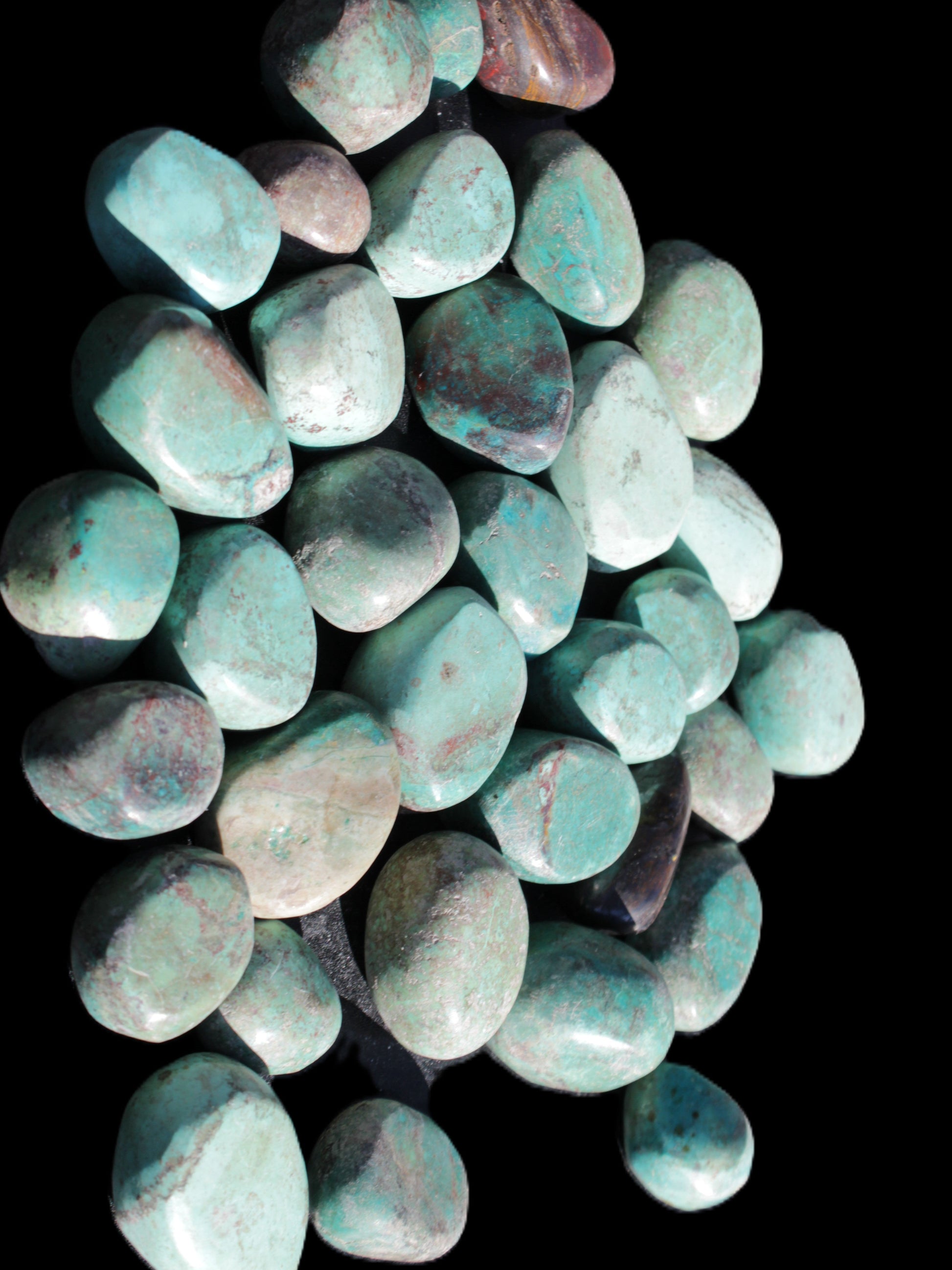 Chrysocolla Malachite 34 tumbled stones 19*10mm - 36*327mm 570g Wholesale Rocks and Things Store