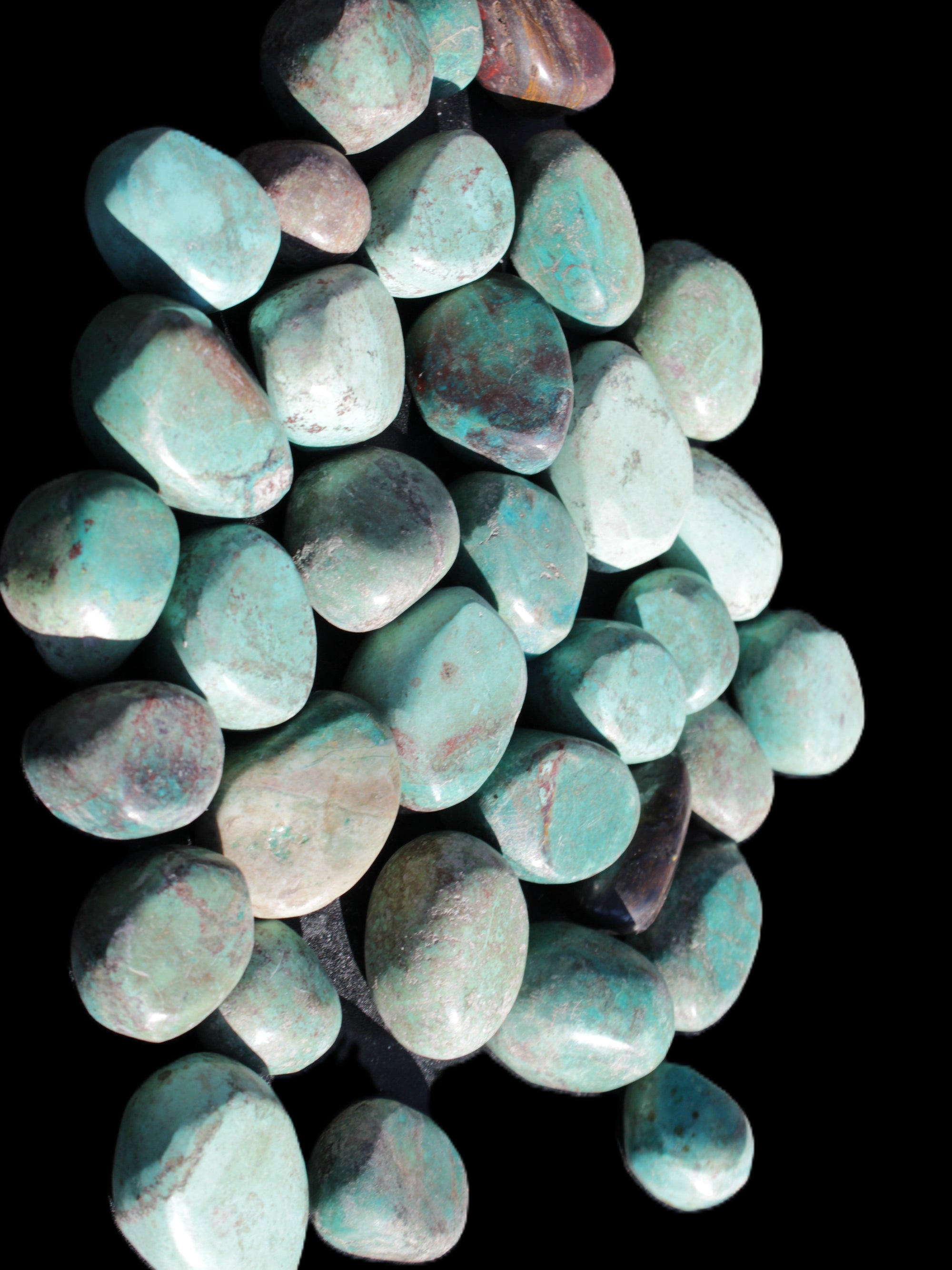Chrysocolla Malachite 34 tumbled stones 19*10mm - 36*327mm 570g Wholesale Rocks and Things Store