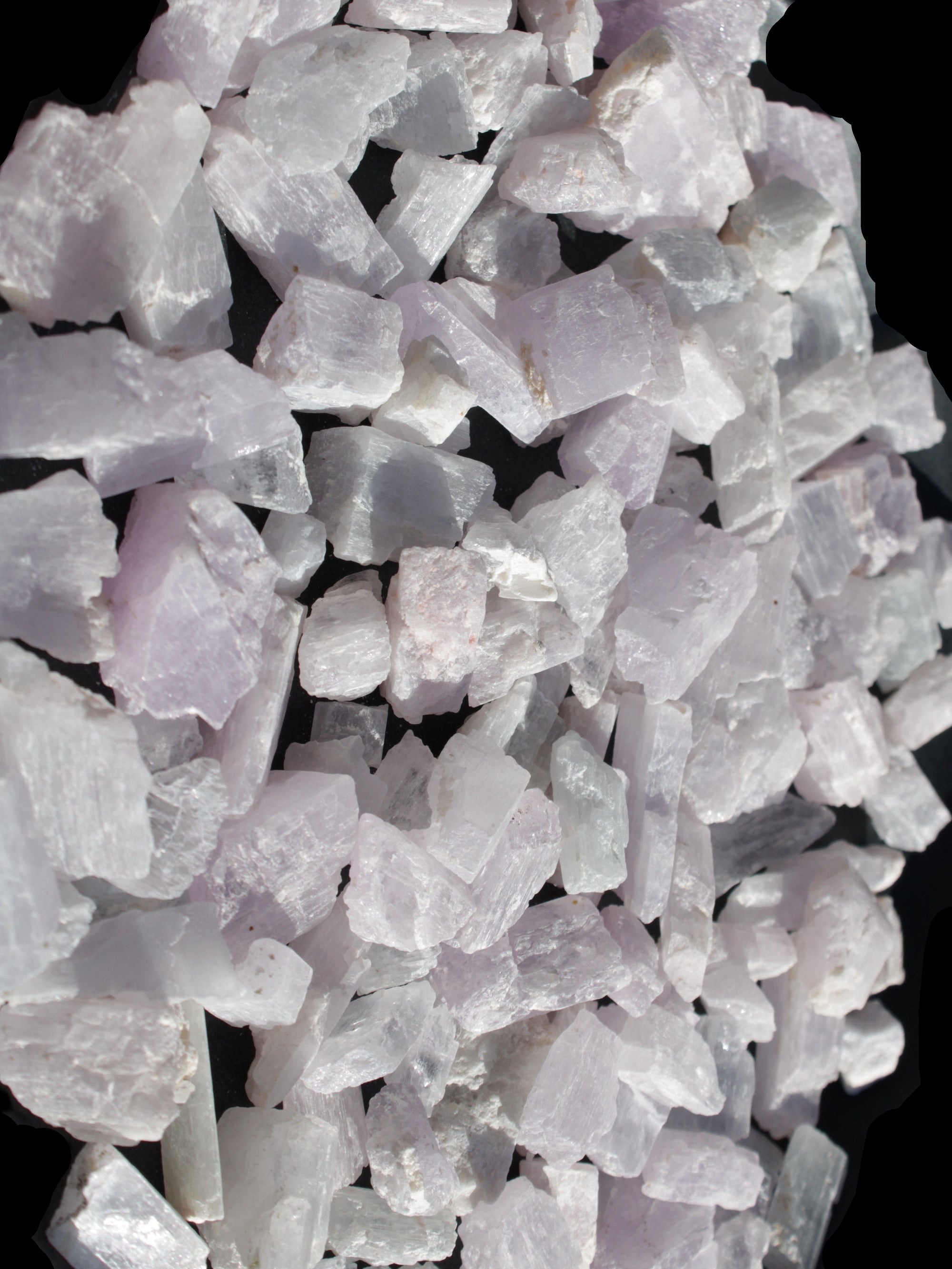 Pink/Lilac Kunzite 130+ crystals from Afghanistan 10-20mm 500g Wholesale Rocks and Things Store