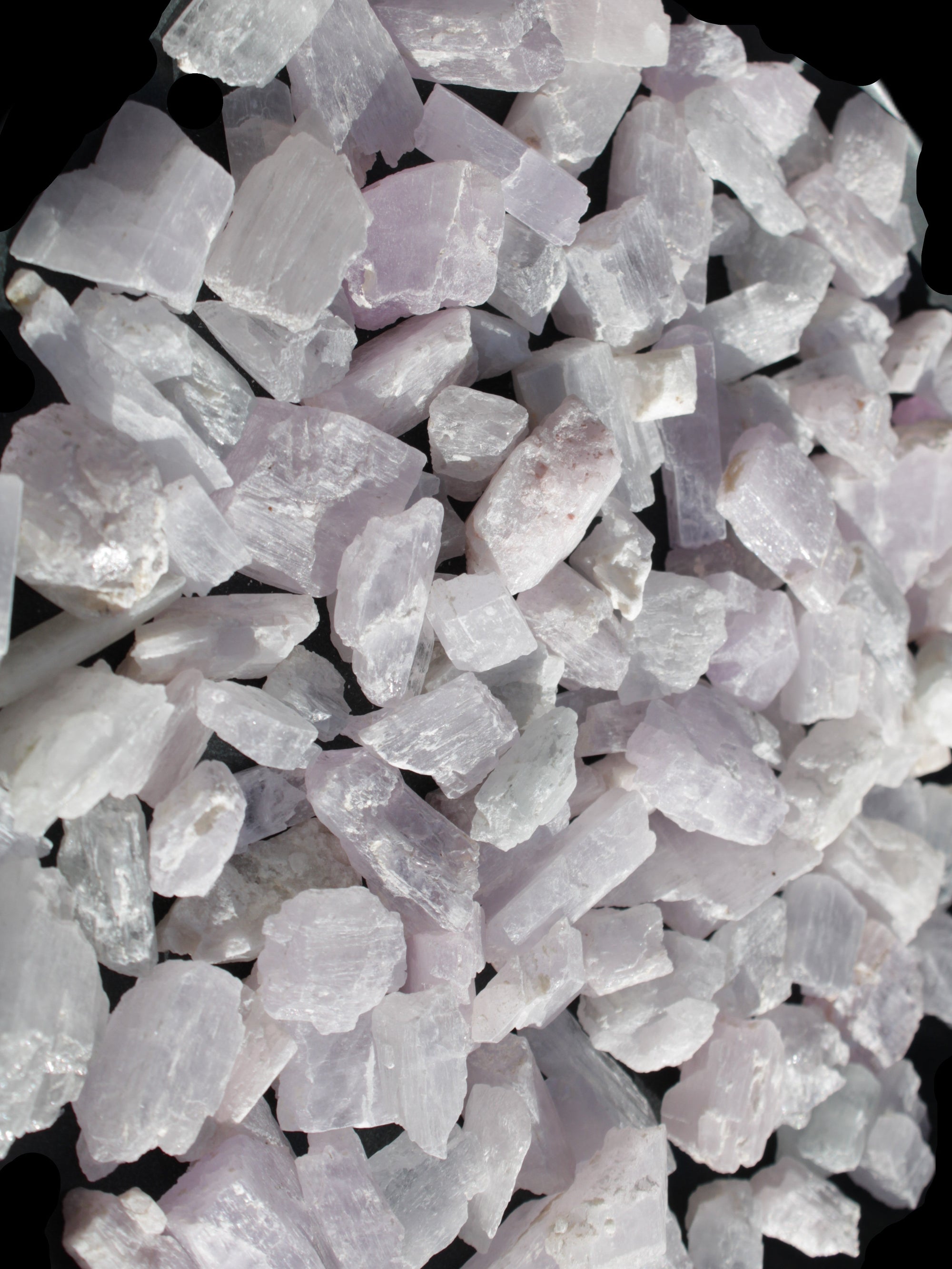 Pink/Lilac Kunzite 130+ crystals from Afghanistan 10-20mm 500g Wholesale Rocks and Things Store