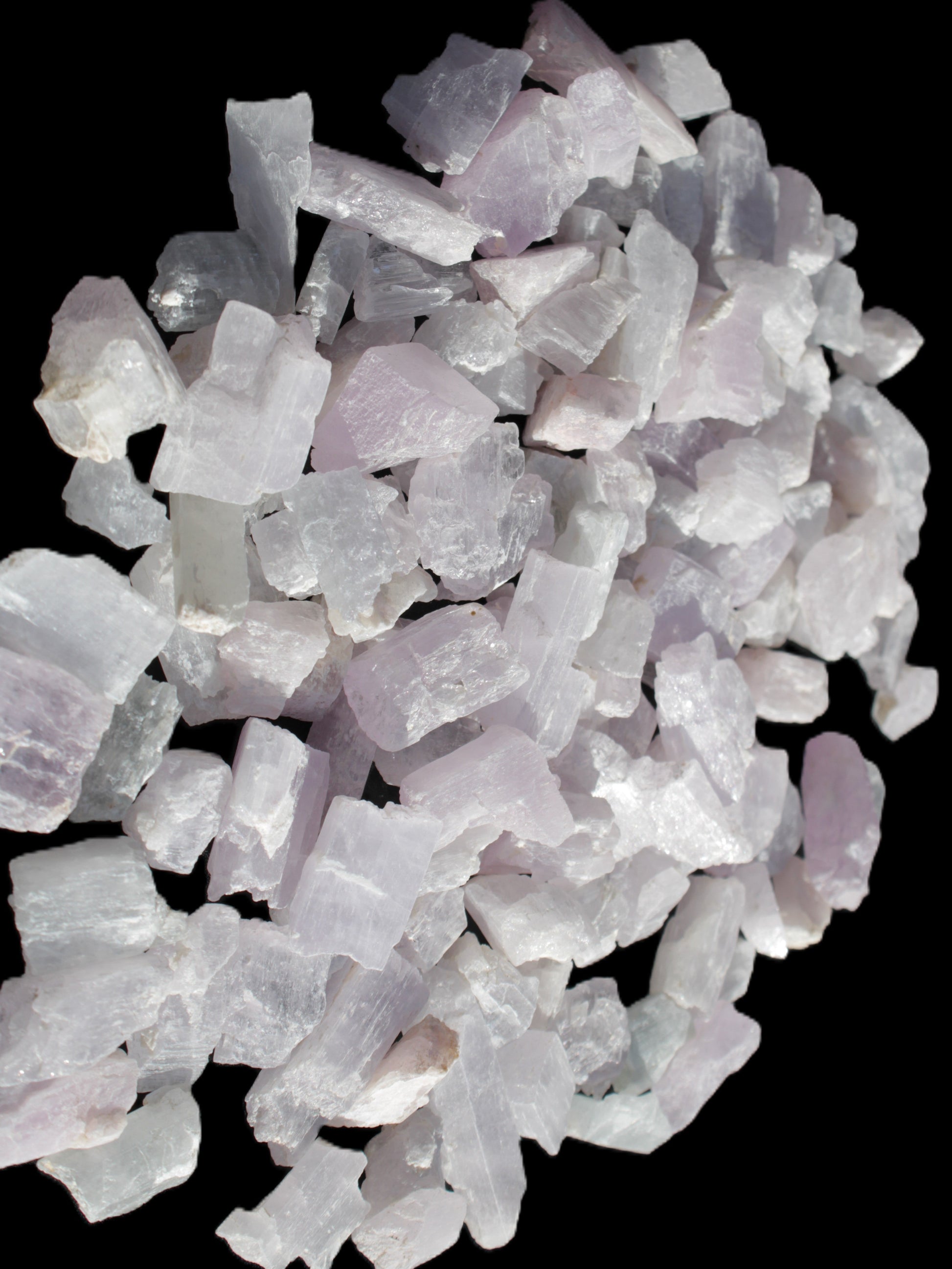 Pink/Lilac Kunzite 130+ crystals from Afghanistan 10-20mm 500g Wholesale Rocks and Things Store