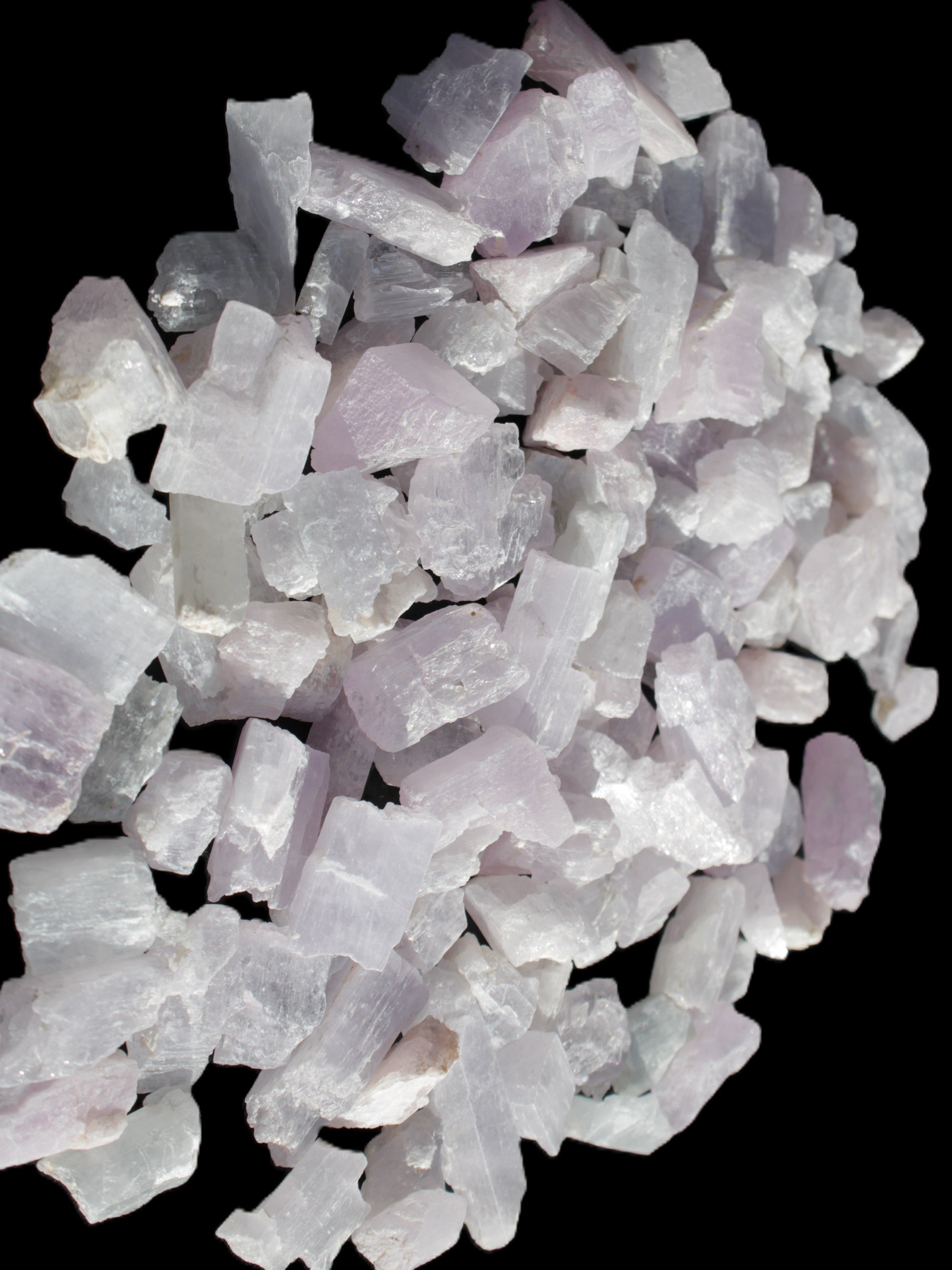 Pink/Lilac Kunzite 130+ crystals from Afghanistan 10-20mm 500g Wholesale Rocks and Things Store