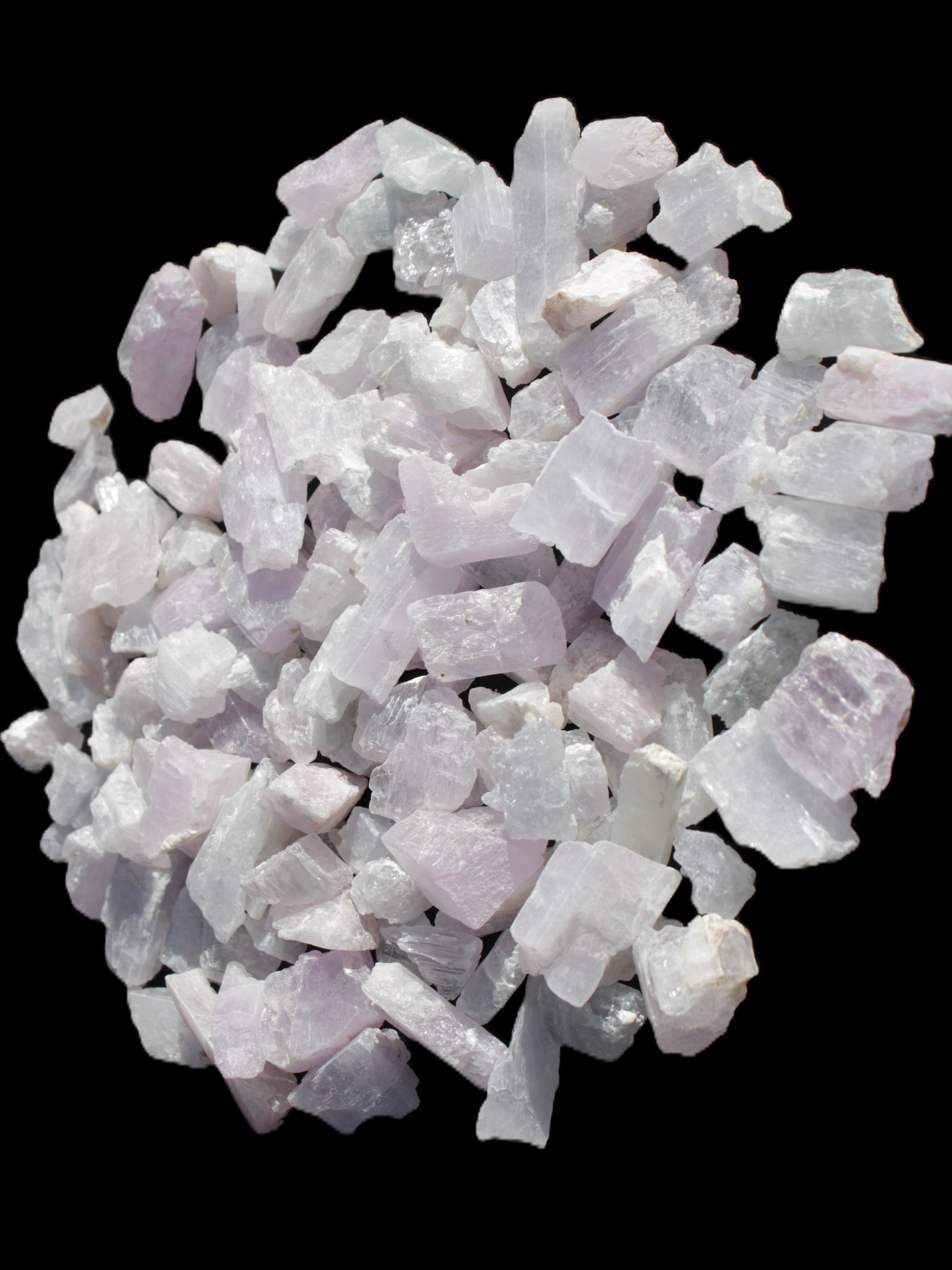 Pink/Lilac Kunzite 130+ crystals from Afghanistan 10-20mm 500g Wholesale Rocks and Things Store